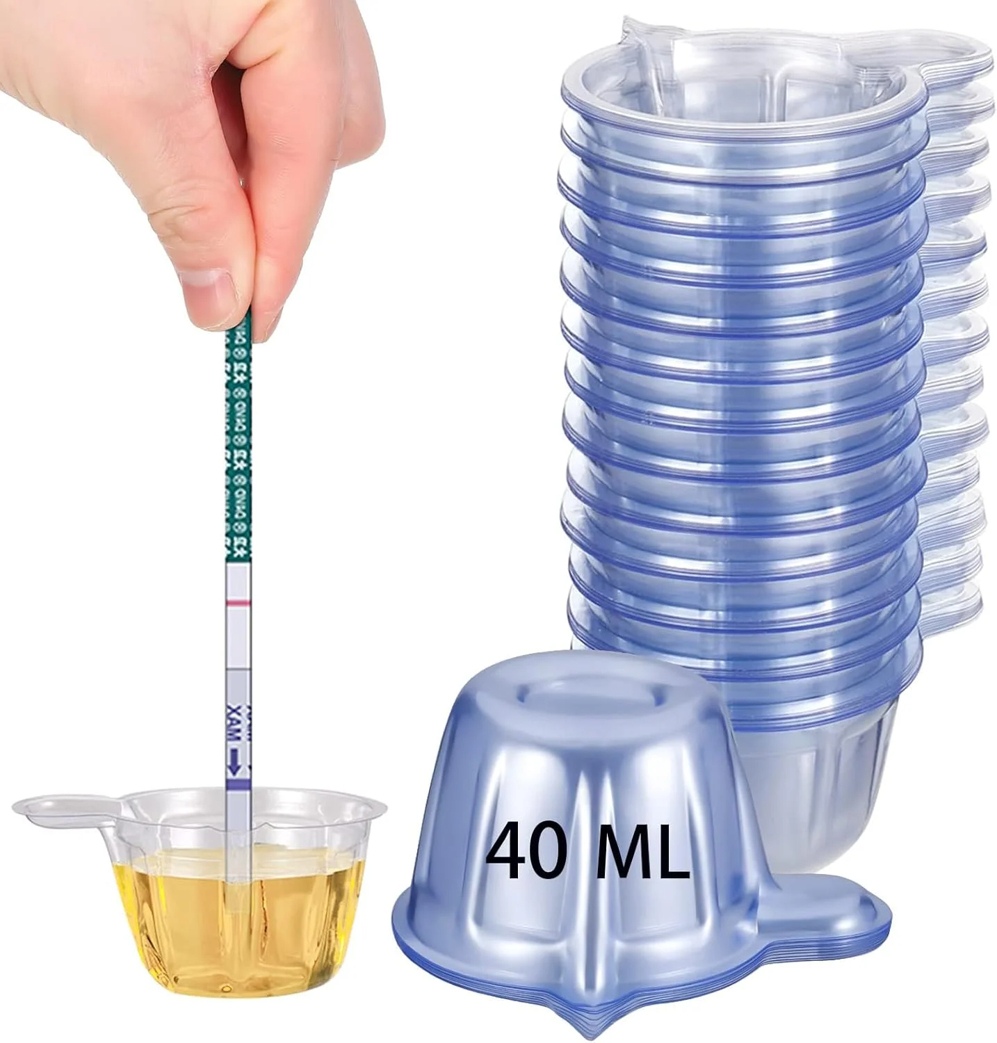 GNAFOTU بسته 100 عددی فنجان 40 میلی لیتری پلاستیکی یکبار مصرف، جمع آوری آسان نمونه برای/تست pH/ظرف آزمایشگاهی (100 عدد)