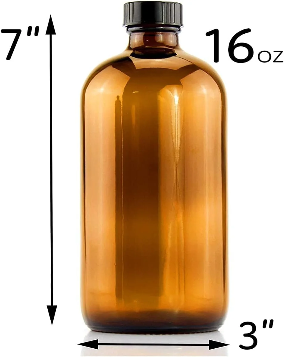 FUFU Amber Glass Bottles - 250ml Amber Glass Boston Round Bottles for Essential Oil Blends Bathroom Shampoo Lotion Container Lab Reagent Bottles with Lid 2 Pcs (500ML)