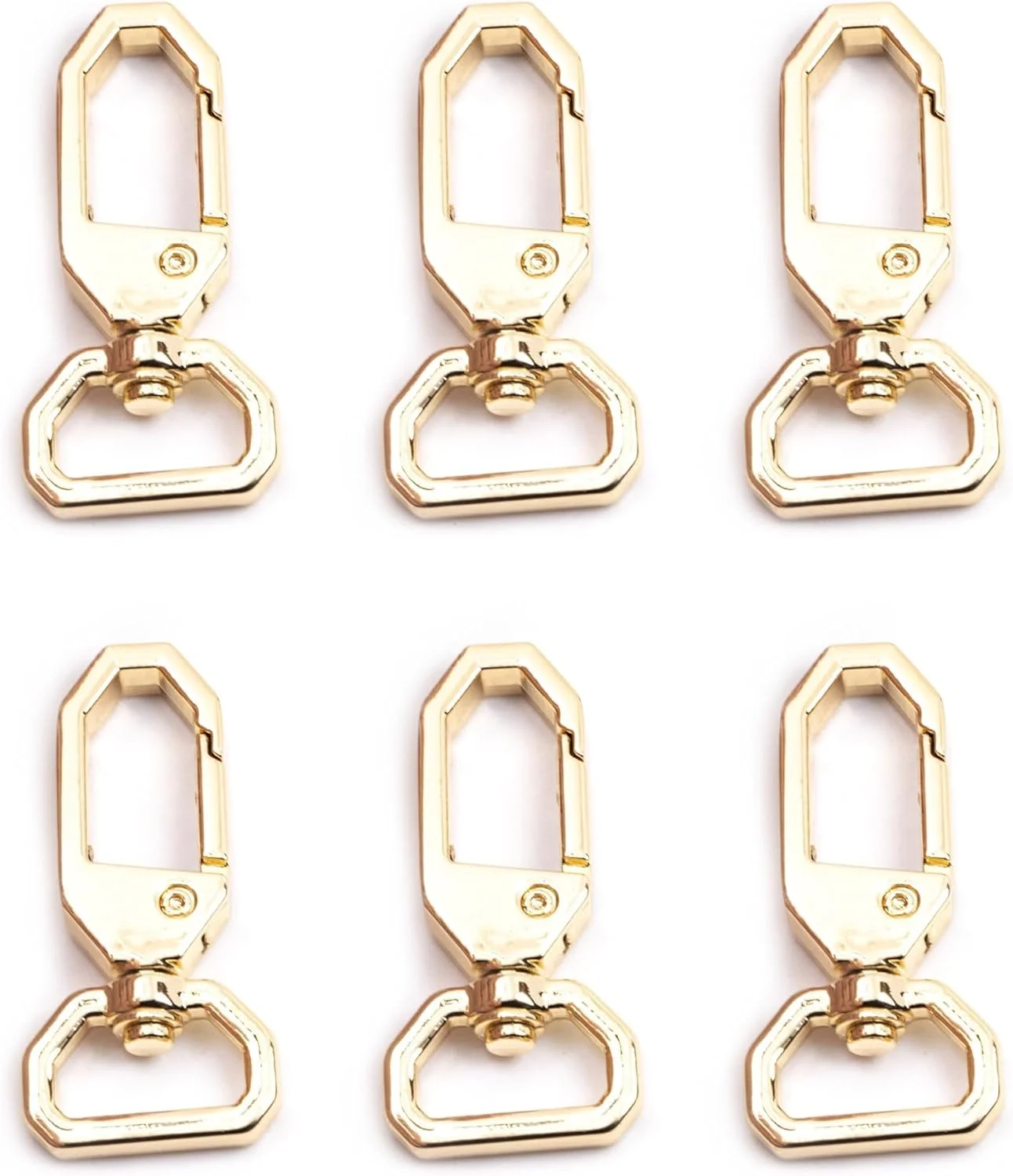 6 Pcs 1.96 inch Gold Thickened Wide Edge Keychain Hooks - Durable Zinc Alloy Metal Buckles for Backpacks, Bags, Shoulder Straps, and Dog Accessories