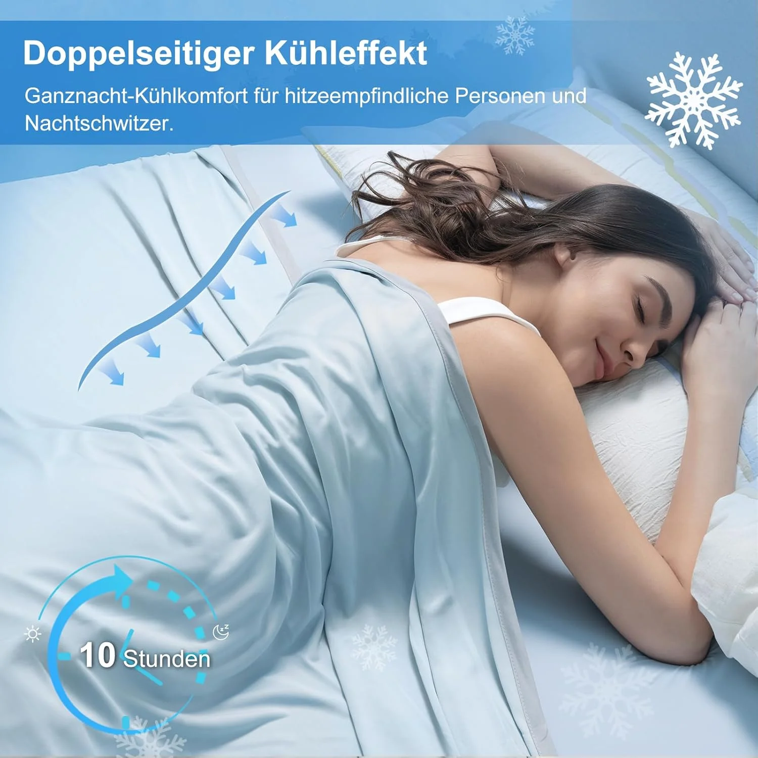 پتوی خنک کننده PHF، 220 x 240 سانتی متر، پتوی خنک کننده دو طرفه تابستانی خود خنک شونده Arc-Chill Q-Max > 0.5، جذب کننده عرق و تنفس پذیر، پتوی تختخواب آبی یخی، پتوی مبل، پتوی مسافرتی (آبی)