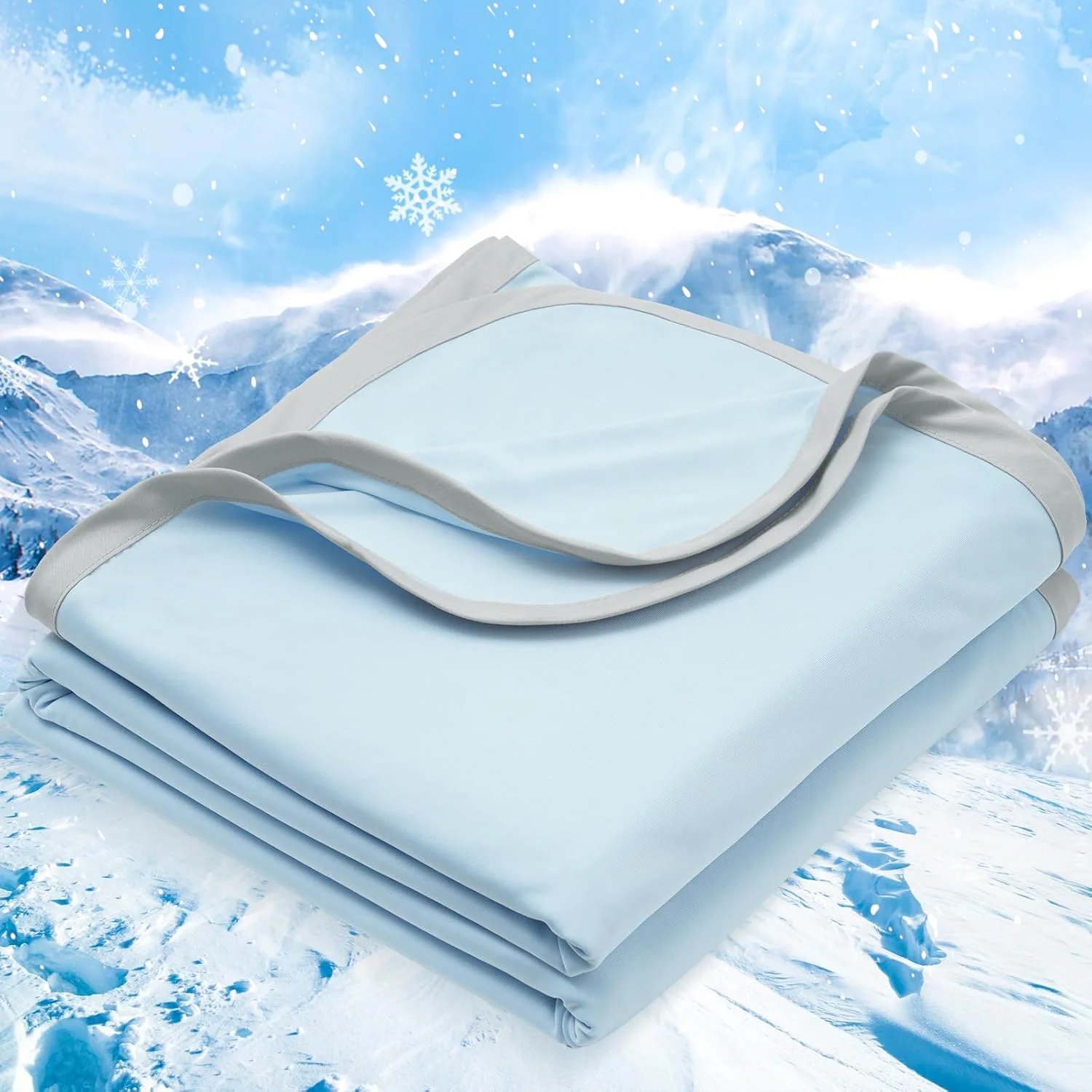 PHF Double Cooling Blanket for Hot Sleepers Twin XL Size, Arc-Chill Q-Max>0.5 with Double Cooling, Summer Blanket Absorbs Heat to Keep Cool All Night for Night Sweats (Ice Blue, 66''x90'')