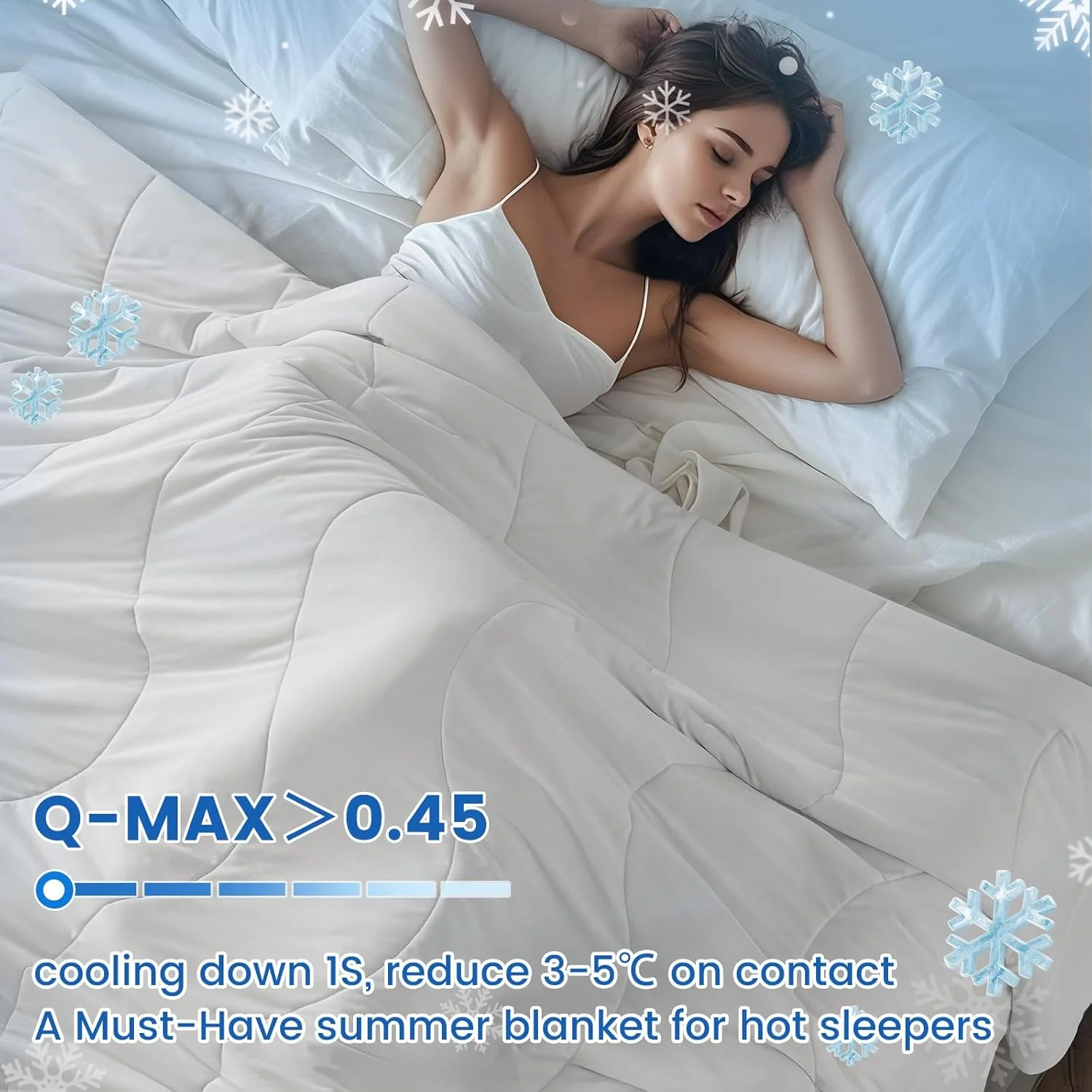 پتوی خنک کننده نرم PHF سایز کینگ مناسب برای افراد گرمایی و تعریق شبانه، پتوی تابستانی دنج و تنفسی، Q-MAX>0.45 جذب کننده گرمای بدن و طراحی خنک دو طرفه، هدیه ایده آل، خاکستری، 274x228 سانتی متر