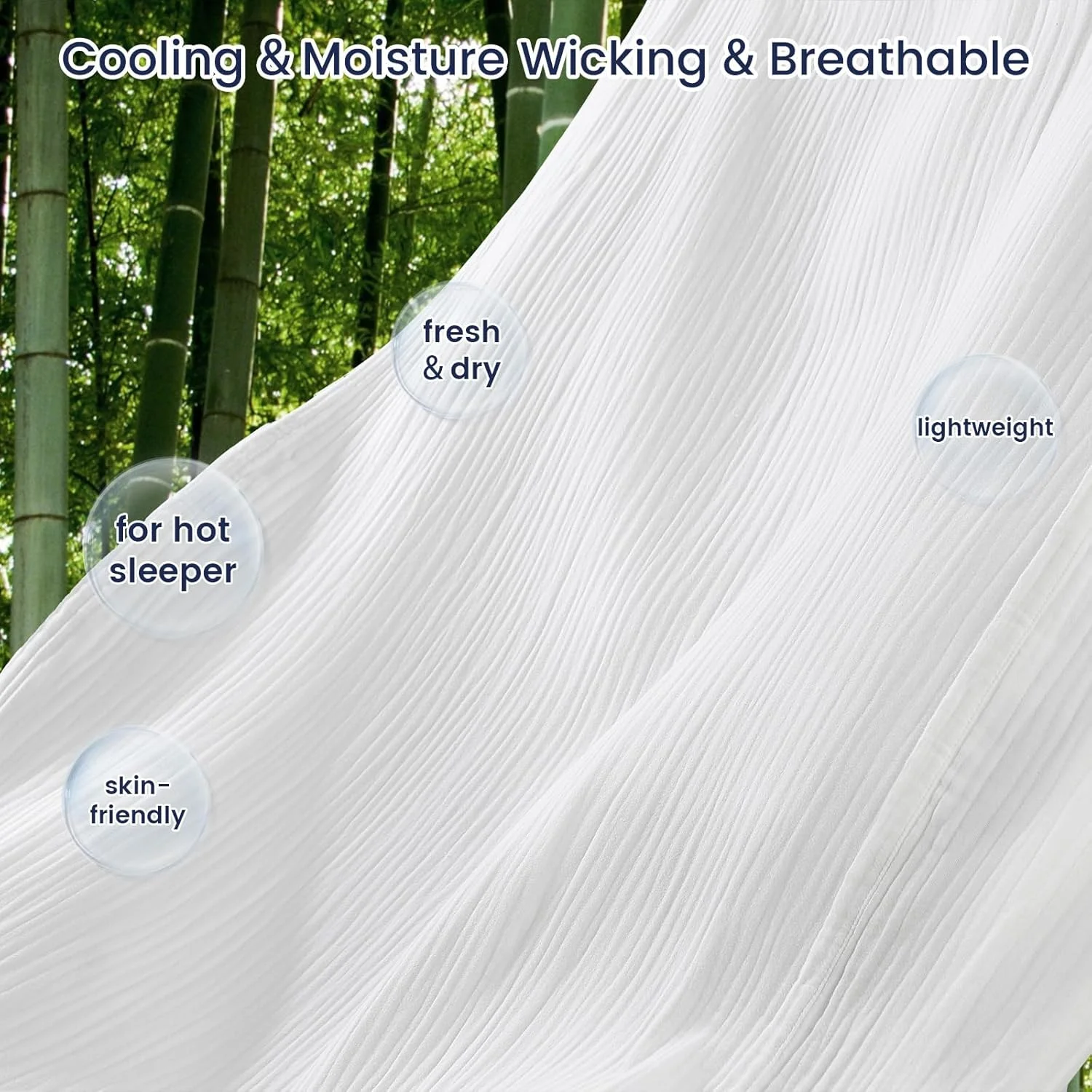 پتوی خنک کننده موسلین PHF برای افراد گرمایی، 60% ریون مشتق شده از بامبو، 40% پنبه برای تابستان، پتوی توری تنفسی 4 لایه برای تخت مبل، 50"x60"، سفید