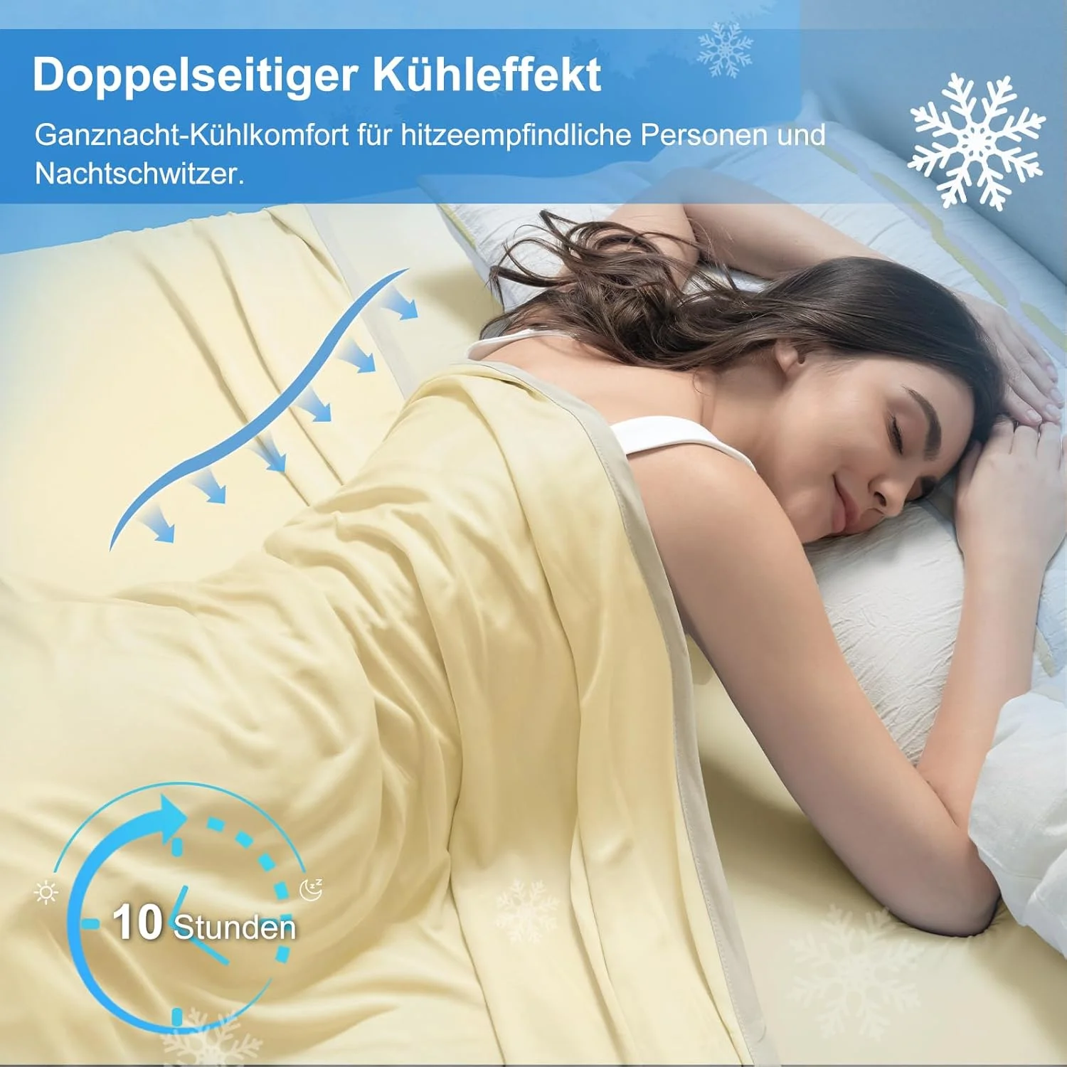 پتوی خنک کننده PHF، 220x240 سانتی متر، پتوی خود خنک شونده دو طرفه Arc-Chill Q-Max > 0.5، پتوی تخت خواب جاذب عرق و تنفسی، پتوی مبل، پتوی مسافرتی (کرم)