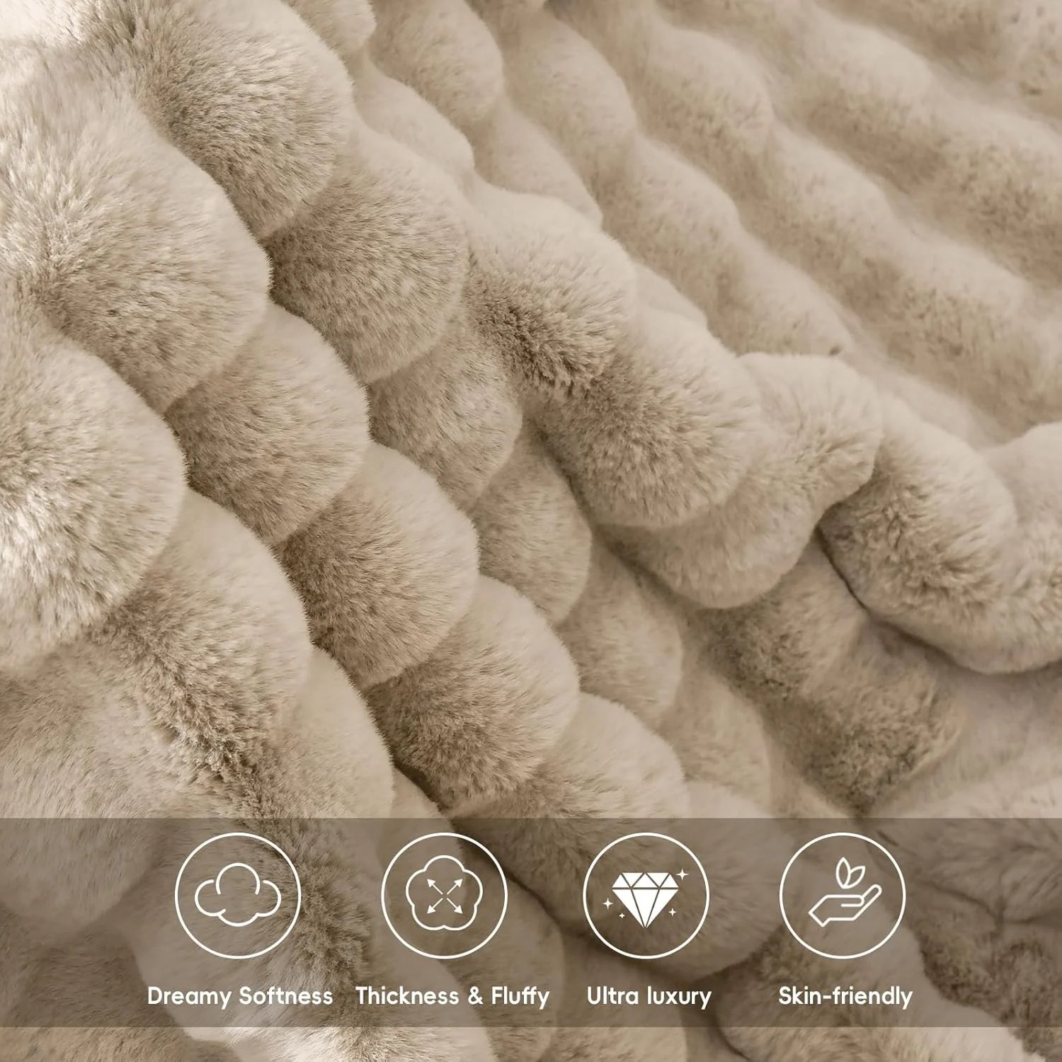 پتوی خز مصنوعی لوکس PHF طرح خرگوش، سایز یک نفره، پتوی حبابی فوق العاده نرم و کرکی، گرم و راحت برای تخت، مبل، صندلی، کاناپه، تزئینی، ضخیم و دو رو، مناسب برای پاییز و زمستان، 152 در 203 سانتی متر، رنگ بلوطی