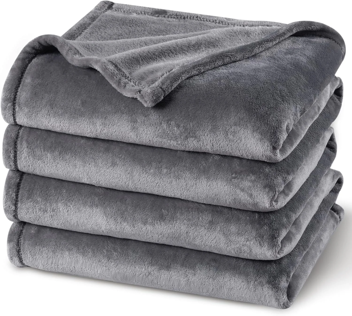 PHF Ultra Soft Fleece Blanket Super King Size 230x270cm, No Shed No Pilling Luxury Plush Cozy Flannel 280GSM Lightweight Throw Blanket for Bed, Couch, Chair, Sofa Suitable for All Season, Grey
