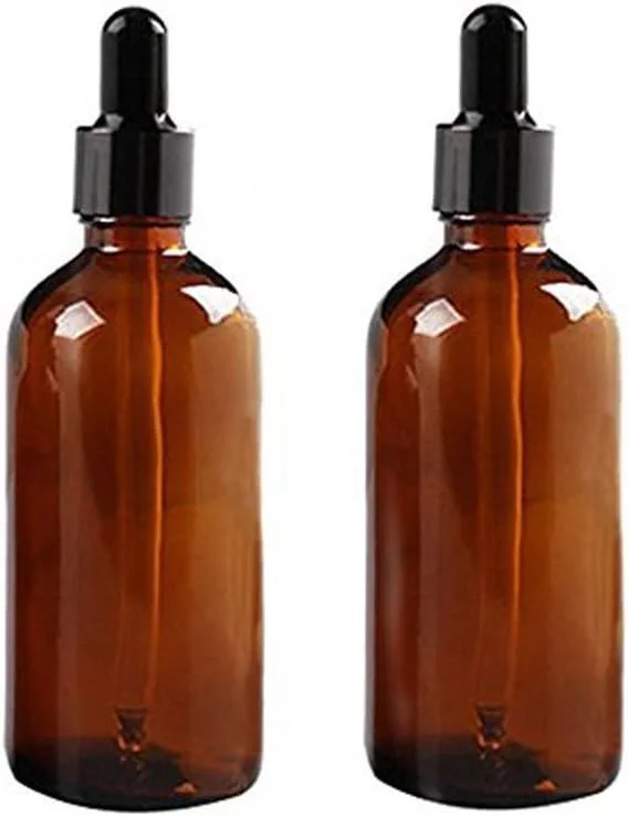 ericotry 2 Pcs 100ml Glass Dropper Bottles Empty Amber Glass Bottle Vial Container with Glass Dropper for Essential Oil Formulas Cosmetics Perfumes & Other Liquids