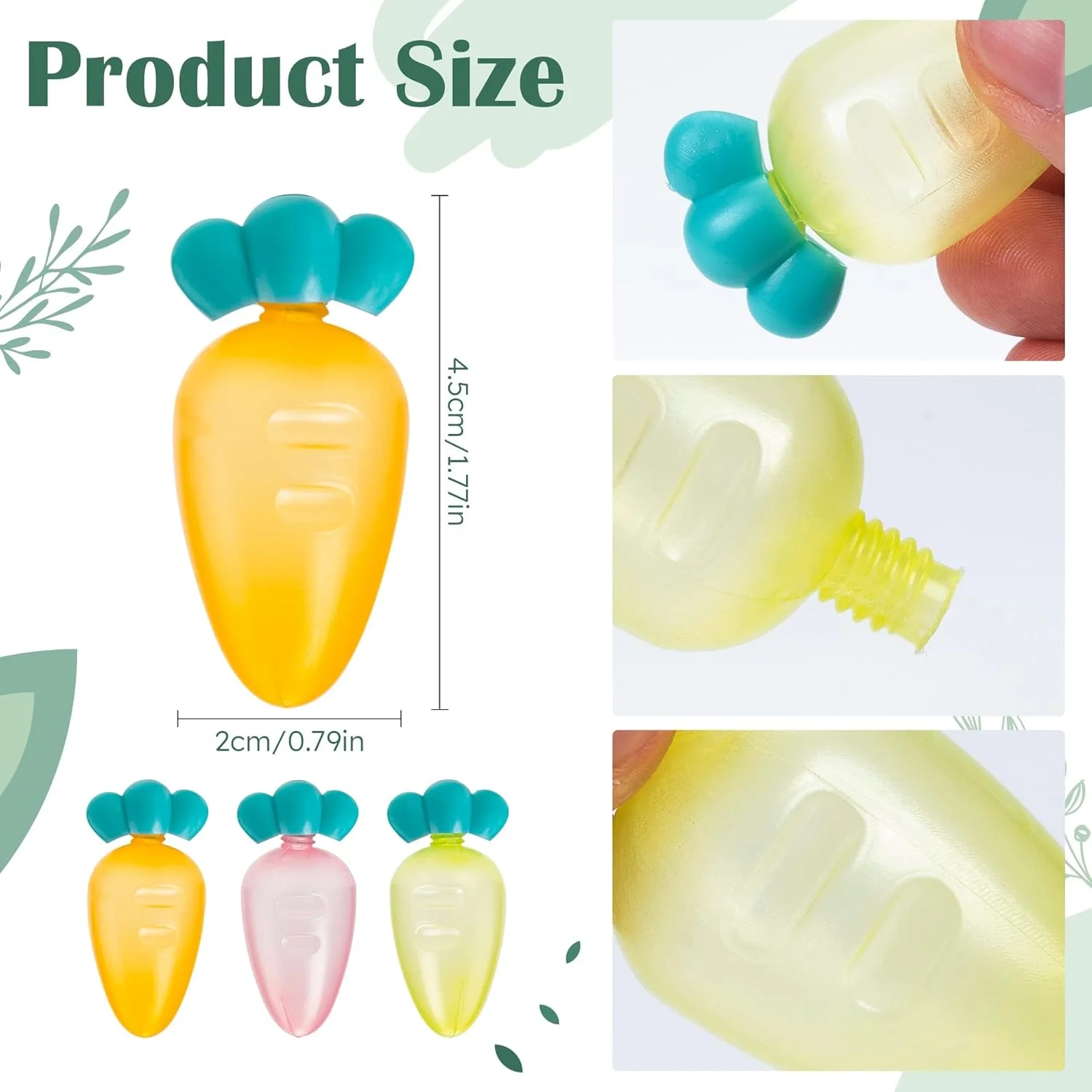 آزون بسته 30 عددی بطری های کوچک چاشنی فشاری، بطری فرعی سس کچاپ 5 میلی لیتری طرح هویج، ظرف پلاستیکی سس سالاد قابل استفاده مجدد برای کودکان