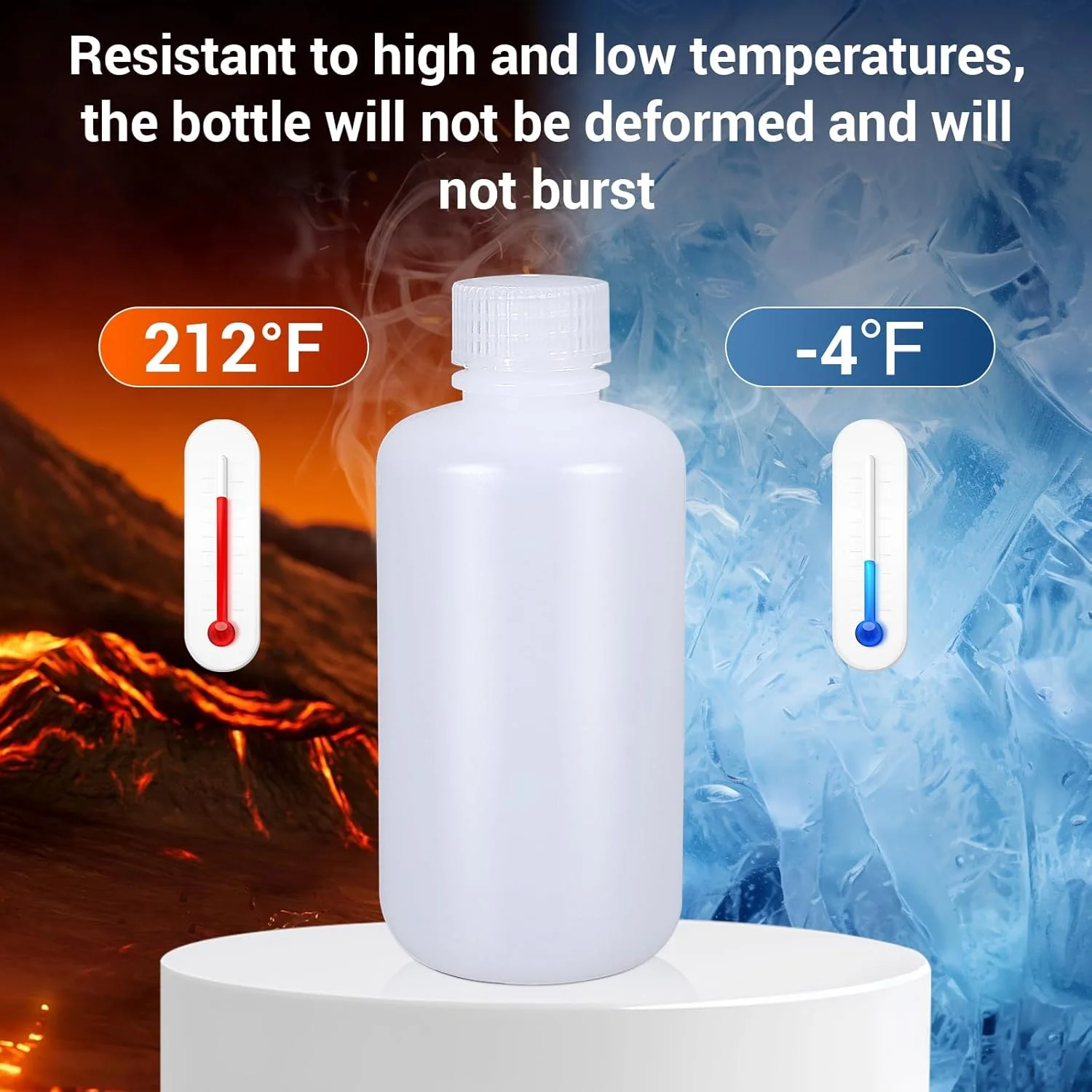 ظرف گرد دهانه باریک HDPE آسوات 500 میلی لیتر / 2 عدد، بطری های پلاستیکی مقاوم در برابر نشت برای مواد شیمیایی آزمایشگاهی، بطری نمونه آب (شفاف، 16.9 اونس)