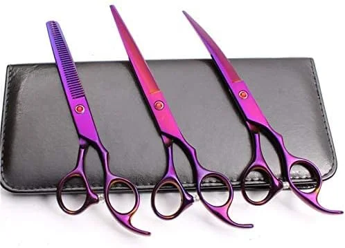 قیچی آرایشگری مو، ست 3 عددی 7.0 اینچ 19.5 سانتی متر JP 440C شامل قیچی های حرفه ای برش + پیتاژ + منحنی رو به پایین برای حیوانات خانگی، قیچی آرایشگری قیچی آرایشگری مو، ست 3 عددی 7.0 اینچ 19.5 سانتی متر JP 440C شامل قیچی های حرفه ای برش + پیتاژ + منحنی رو به پایین برای حیوانات خانگی، قیچی آرایشگری