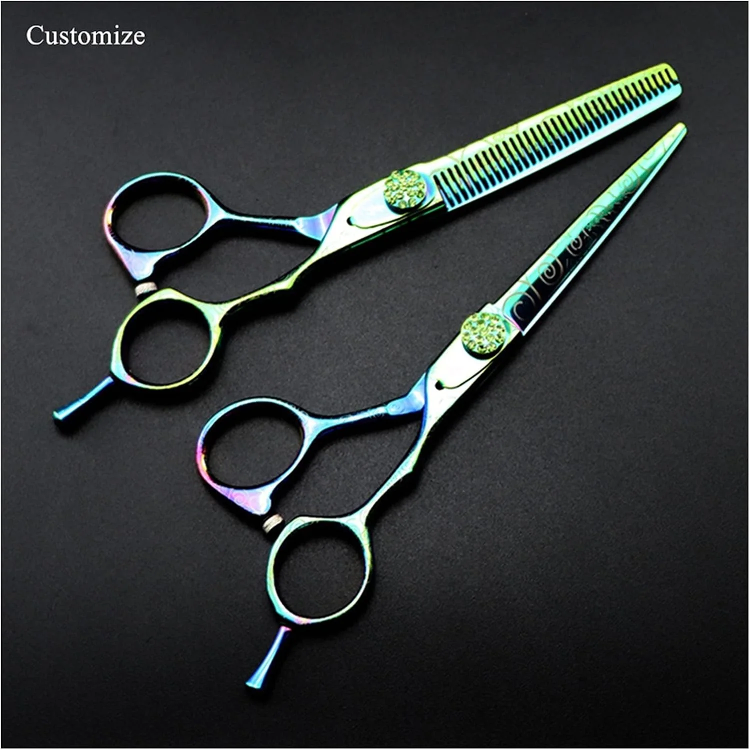 قیچی آرایشگری مو، 6 اینچی سبز، دندانه دار، پیتاژ، تخت، مخصوص آرایشگاه، قیچی آرایشگری (برش) قیچی آرایشگری مو، 6 اینچی سبز، دندانه دار، پیتاژ، تخت، مخصوص آرایشگاه، قیچی آرایشگری (برش)