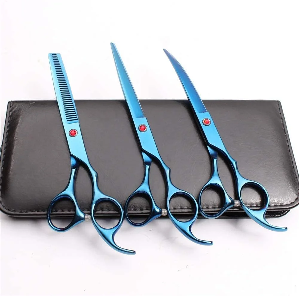 قیچی آرایشگری مو، ست 3 عددی 7.0 اینچ 19.5 سانتی متر JP 440C شامل قیچی های حرفه ای برش + پیتاژ + منحنی رو به پایین برای حیوانات خانگی، قیچی آرایشگری قیچی آرایشگری مو، ست 3 عددی 7.0 اینچ 19.5 سانتی متر JP 440C شامل قیچی های حرفه ای برش + پیتاژ + منحنی رو به پایین برای حیوانات خانگی، قیچی آرایشگری