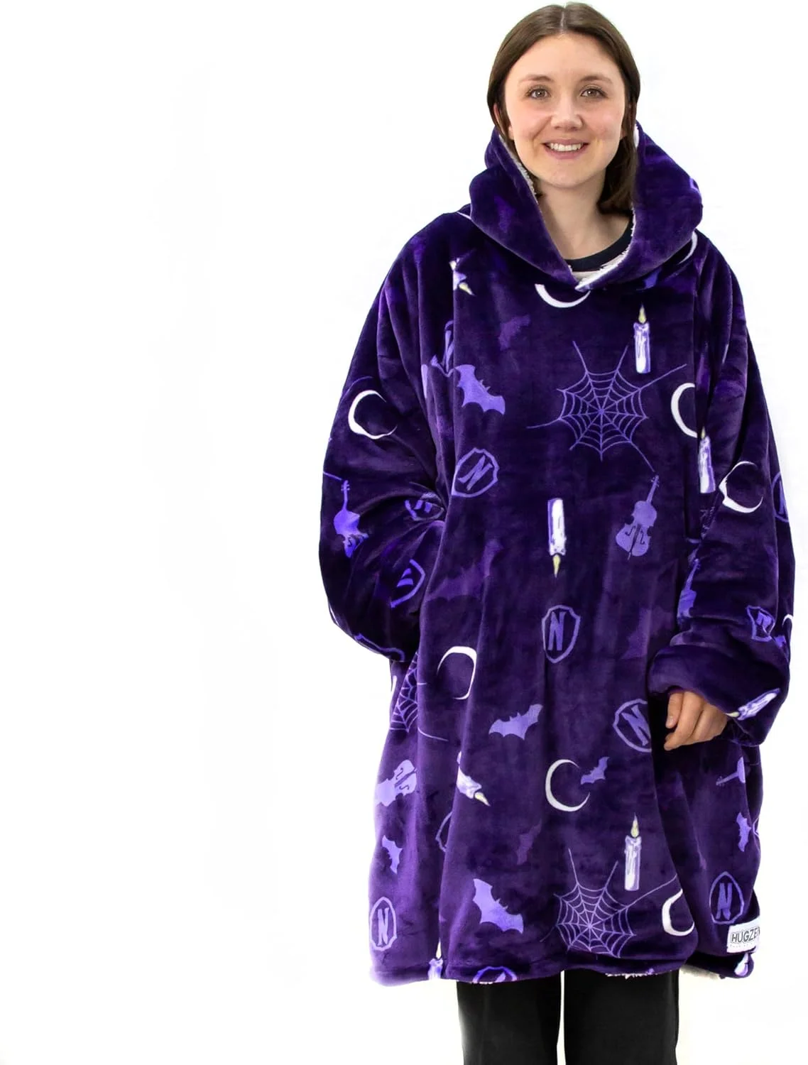 پتو کلاه دار پشمی زنانه Character World مدل Wedddthb002uk، بنفش، 110 x 95 سانتی متر