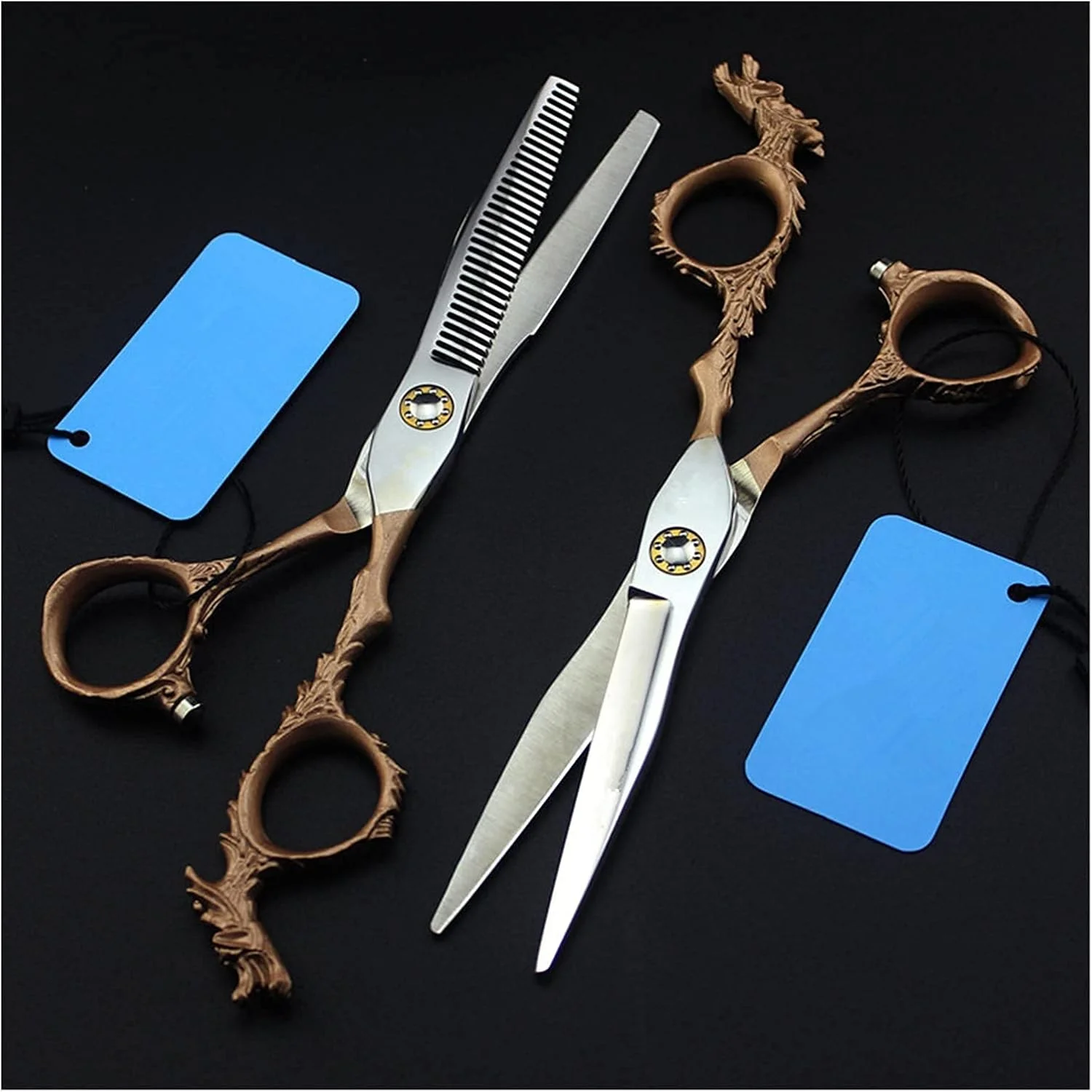 قیچی آرایشگری مو، 6 اینچ طلایی، قیچی پیتاژ، آرایشگری، قیچی آرایشگر