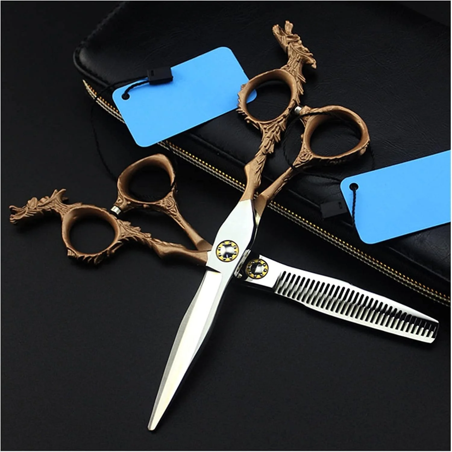 قیچی آرایشگری مو، 6 اینچ طلایی، قیچی پیتاژ، آرایشگری، قیچی آرایشگر