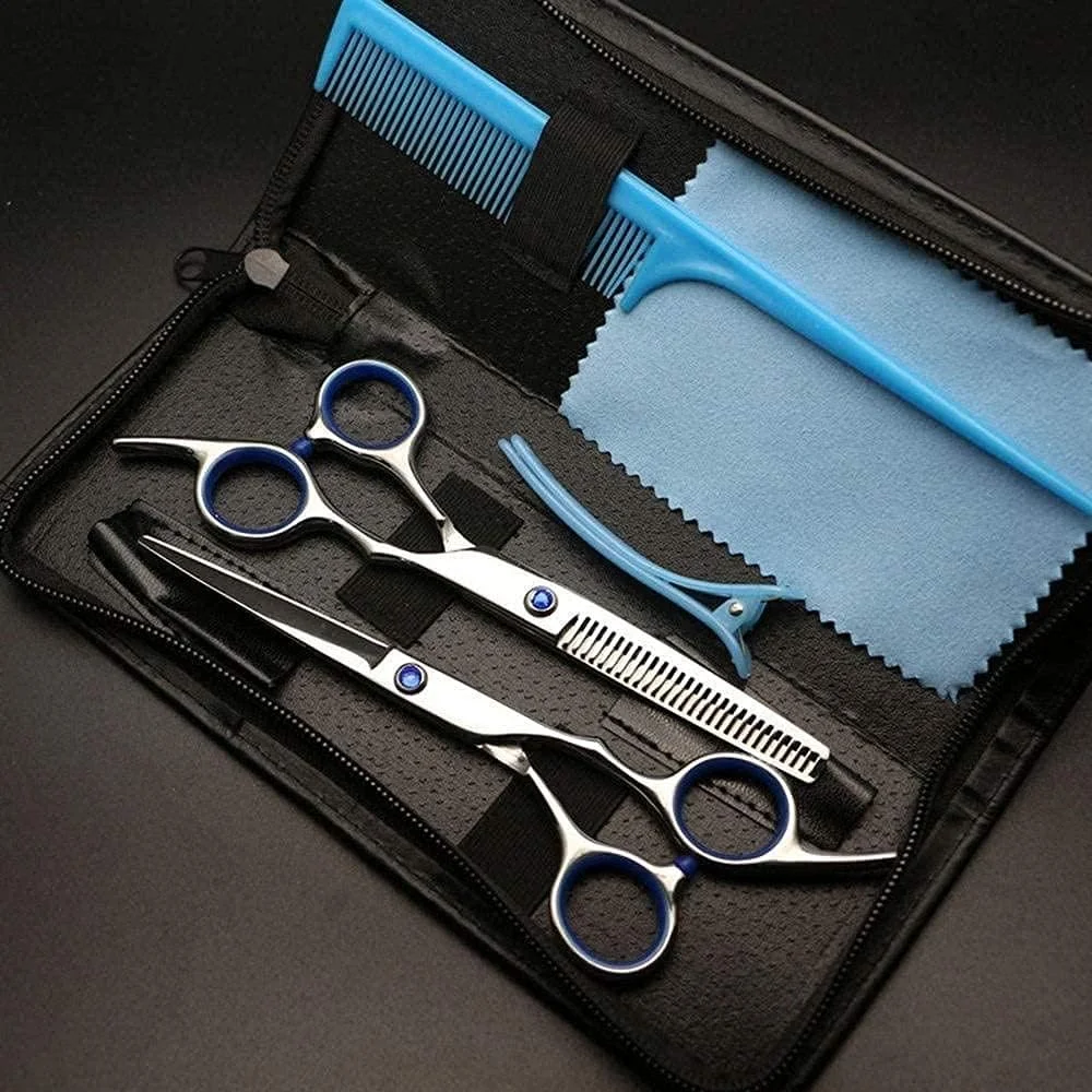 قیچی آرایشگری مو، قیچی تخت پیچی آرایشگری 6 اینچی + ست آرایشگری قیچی دندانه دار (نقره ای) قیچی آرایشگری قیچی آرایشگری مو، قیچی تخت پیچی آرایشگری 6 اینچی + ست آرایشگری قیچی دندانه دار (نقره ای) قیچی آرایشگری