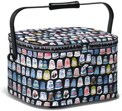 جعبه خیاطی بزرگ بیضی شکل Prym 612651 طرح انگشتانه مشکی