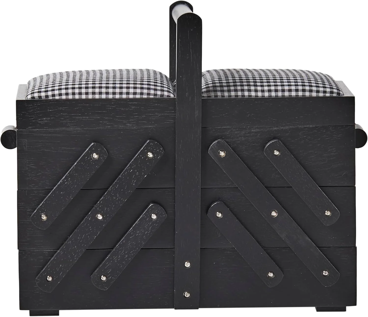 جعبه خیاطی چوبی Prym 612574 مدل M، مشکی با پارچه، طرح شطرنجی، سفید، چوب، 36 سانتی متر × 19 سانتی متر × 30 سانتی متر جعبه خیاطی چوبی Prym 612574 مدل M، مشکی با پارچه، طرح شطرنجی، سفید، چوب، 36 سانتی متر × 19 سانتی متر × 30 سانتی متر