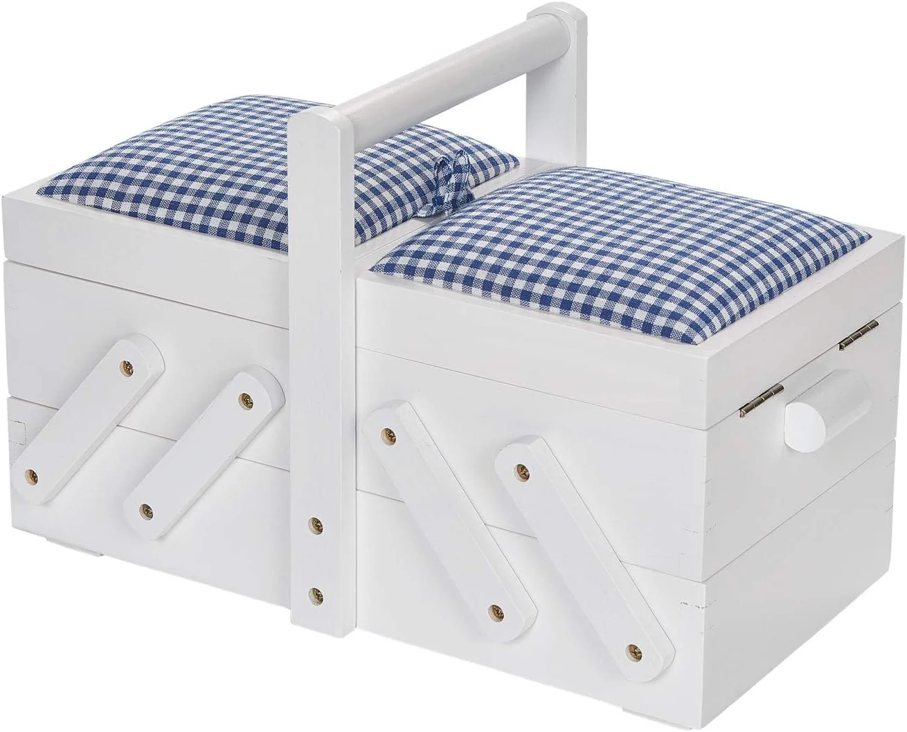 جعبه خیاطی چوبی سفید Prym 612577 با روکش پارچه ای جعبه خیاطی چوبی سفید Prym 612577 با روکش پارچه ای