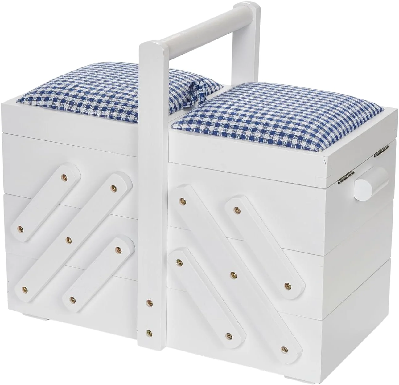 جعبه خیاطی پریم 612578 چوبی سفید با پارچه