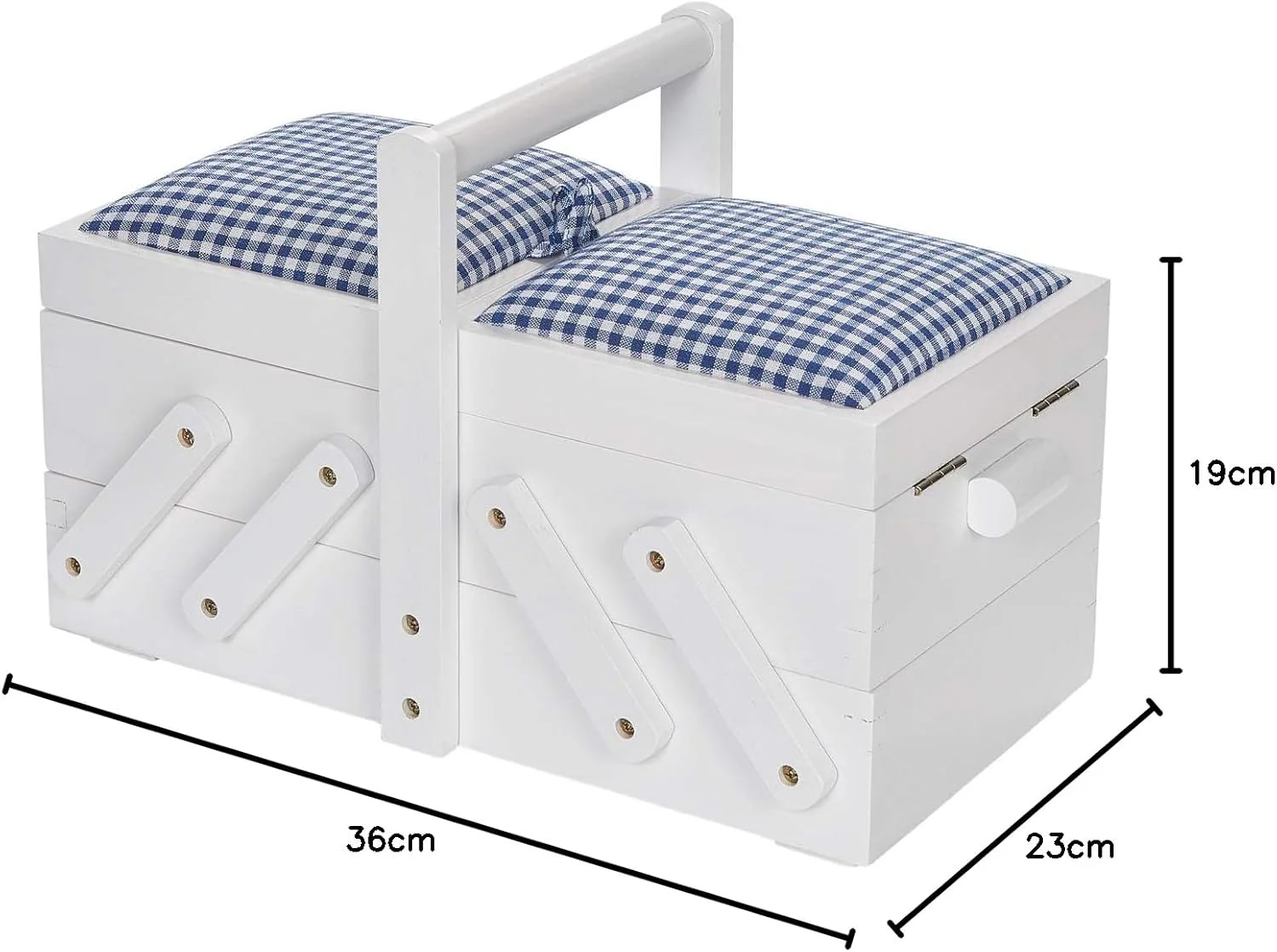 جعبه خیاطی چوبی سفید Prym 612577 با روکش پارچه ای جعبه خیاطی چوبی سفید Prym 612577 با روکش پارچه ای