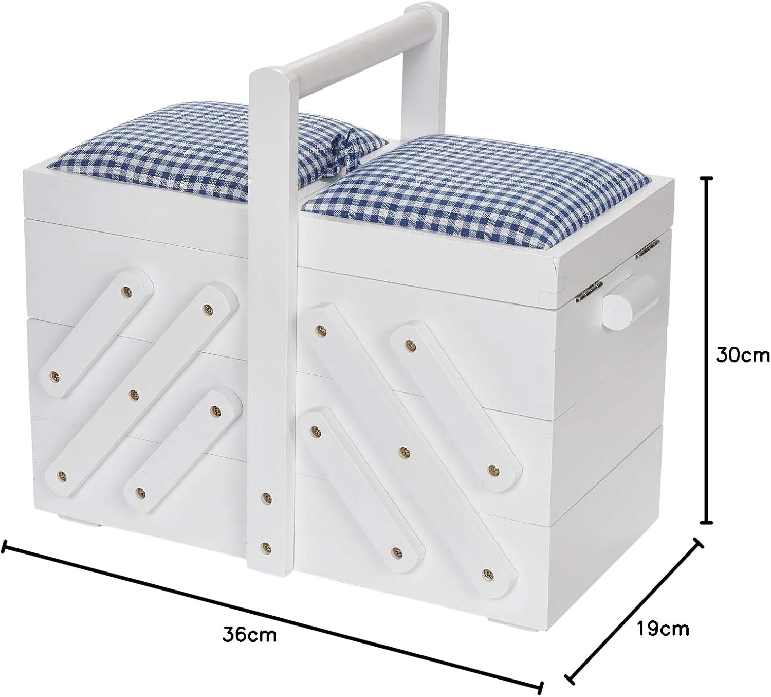 جعبه خیاطی پریم 612578 چوبی سفید با پارچه جعبه خیاطی پریم 612578 چوبی سفید با پارچه