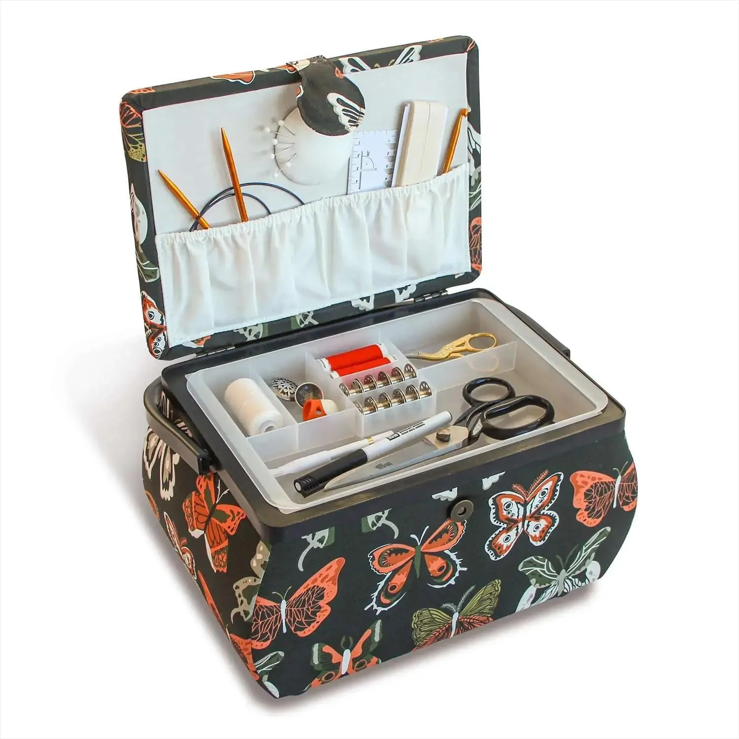 سبد خیاطی پریم 612065، پنبه ای، خاکستری آنتراسیت، 32 x 20.5 x 21 سانتی متر