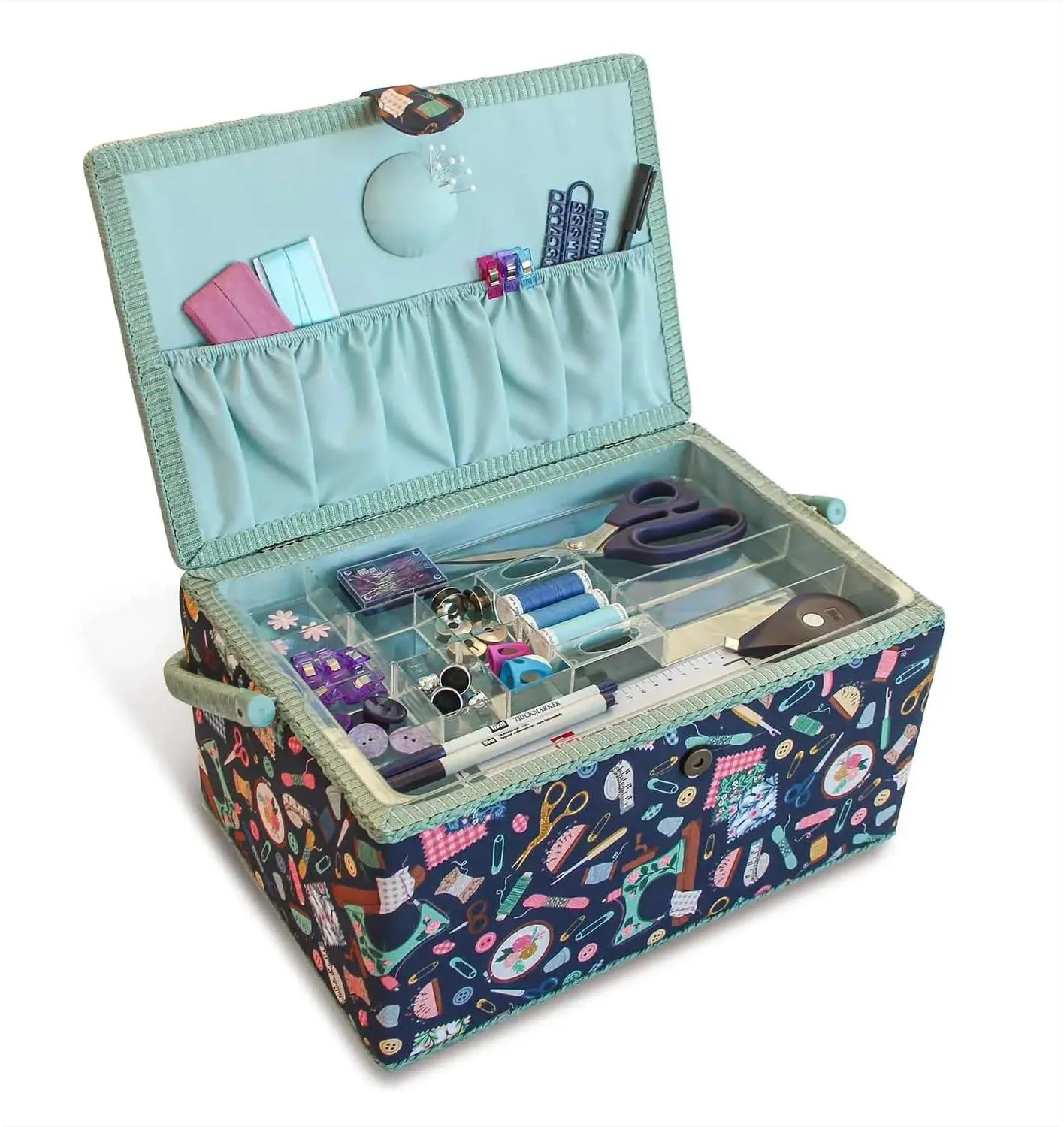 سبد خیاطی پریم 612064، پنبه ای، سرمه ای، سایز واحد