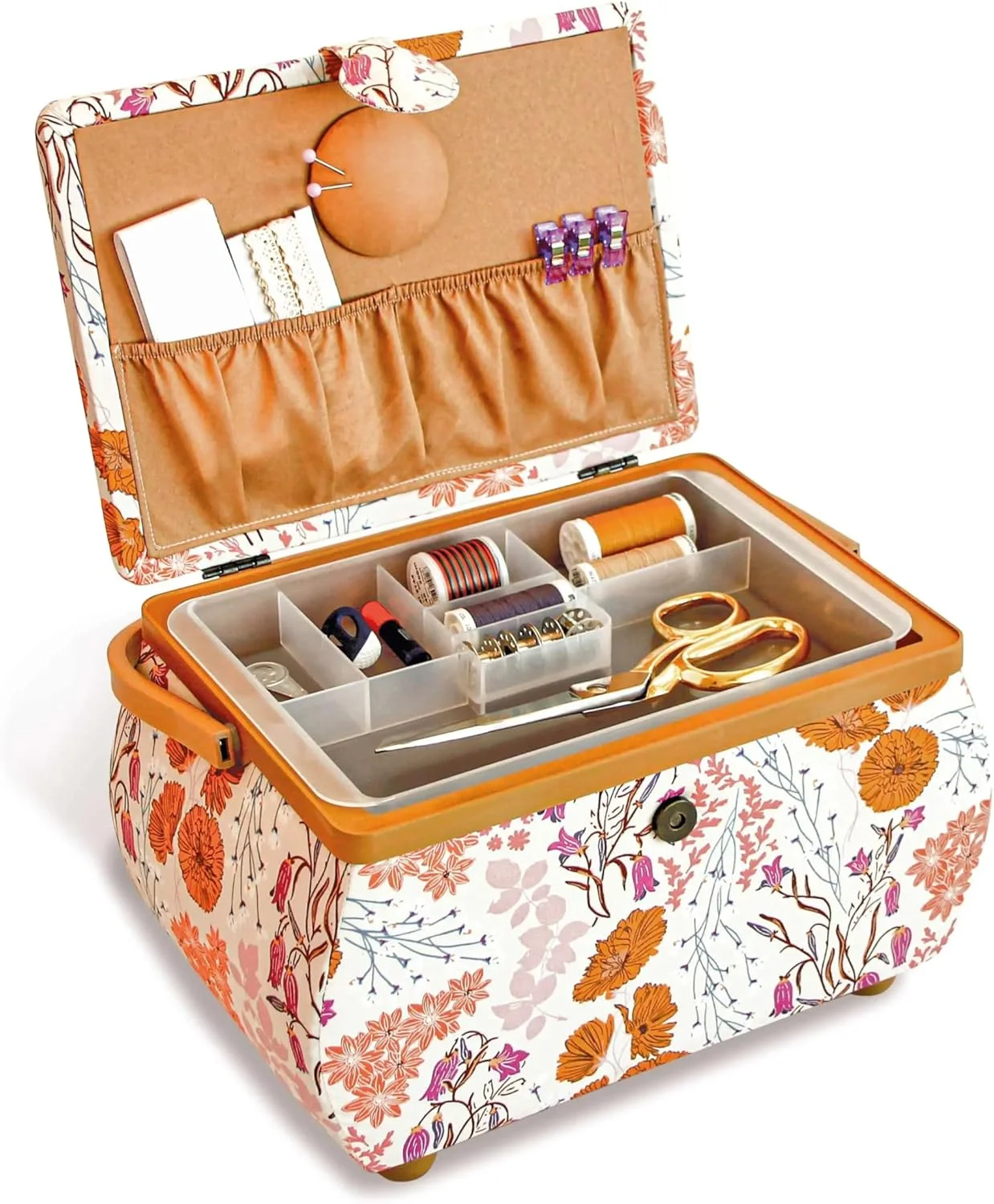 سبد خیاطی پریم 612069، جنس نخی، رنگ ماسه ای، ابعاد 32 x 20.5 x 21 سانتی متر