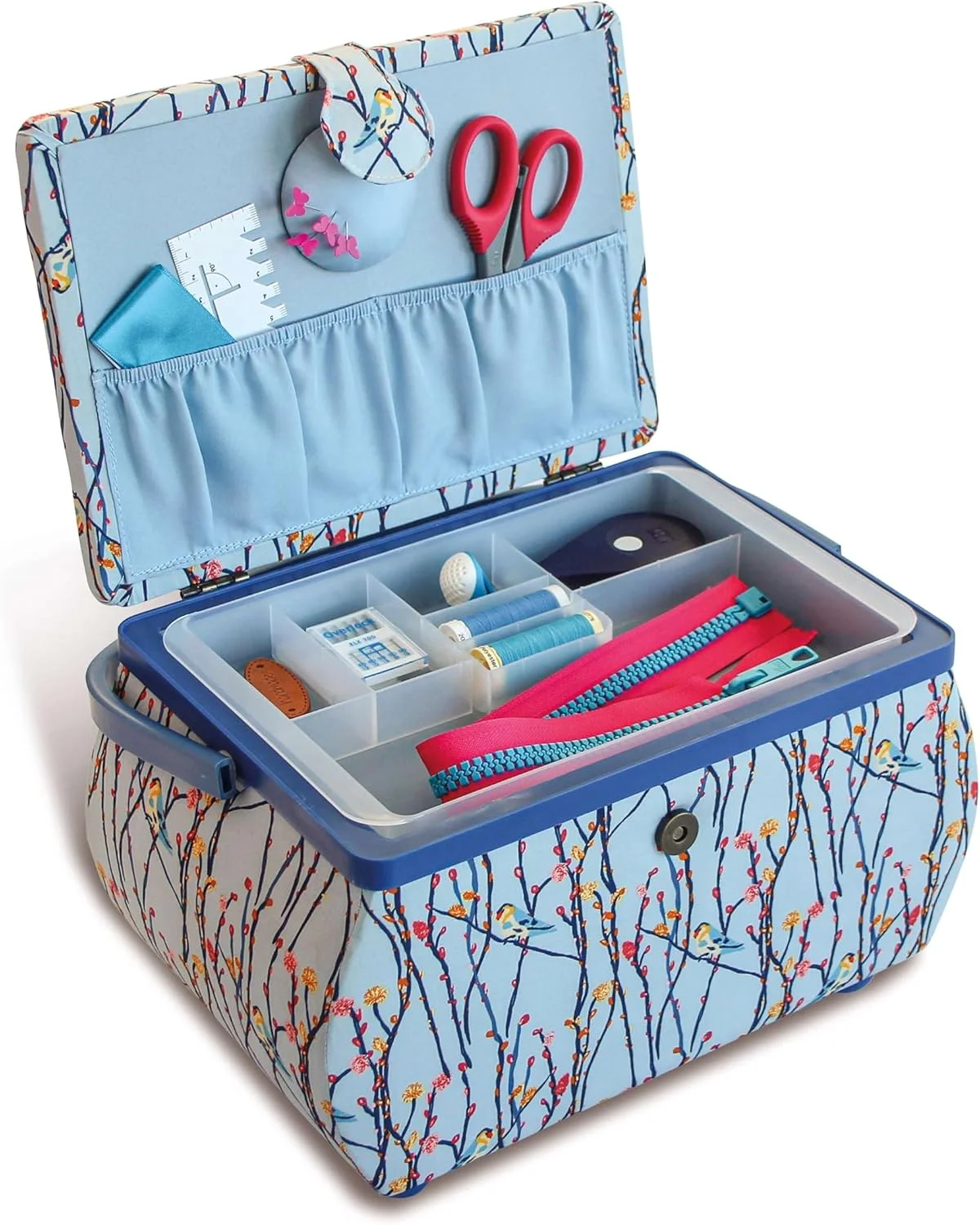 سبد خیاطی پریم 612082، پنبه ای، آبی روشن، 32 x 20.5 x 21 سانتی متر