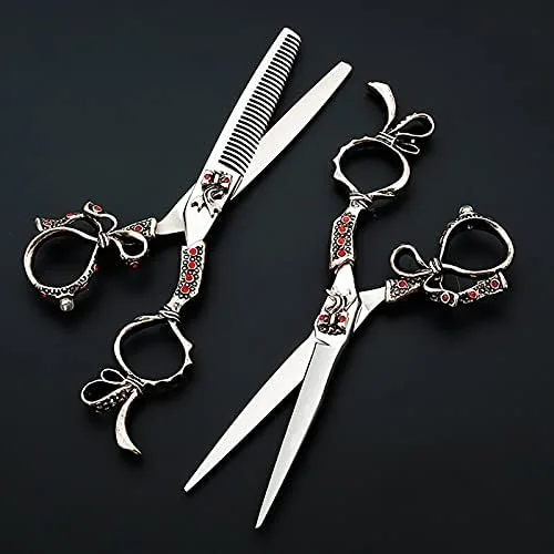 قیچی اصلاح مو، قیچی آرایشگری، قیچی کوتاهی مو، 6 اینچ، ژاپن 440C، قیچی موی جواهرنشان رترو، قیچی آرایشگری، قیچی کوتاهی، قیچی پیتاژ