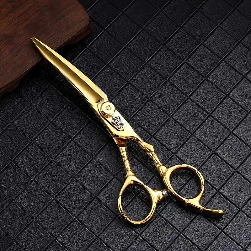 قیچی آرایشگری مو، قیچی اصلاح مو 6 اینچی حرفه ای فولاد 440C طلایی، ابزار آرایشگری، قیچی کوتاهی مو، قیچی پیتاژ مو، قیچی آرایشگر