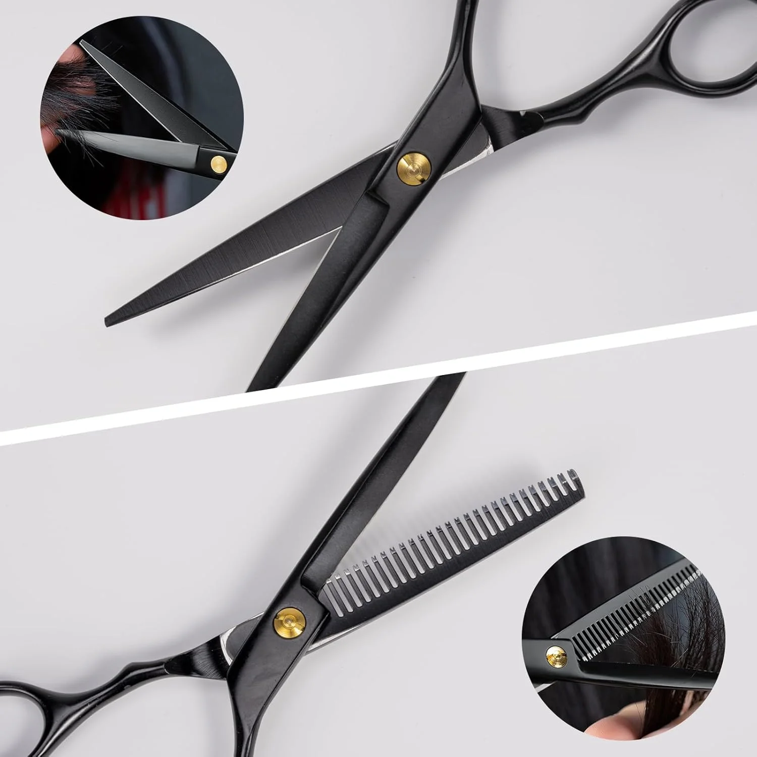 ست قیچی آرایشگری Carehabi، قیچی موی استیل ضد زنگ با روکش تیتانیوم مشکی 6.7 اینچی، کیت پیرایش موی حرفه ای برای زنان، مردان، کودکان، حیوانات خانگی، 1 عدد ست قیچی آرایشگری Carehabi، قیچی موی استیل ضد زنگ با روکش تیتانیوم مشکی 6.7 اینچی، کیت پیرایش موی حرفه ای برای زنان، مردان، کودکان، حیوانات خانگی، 1 عدد