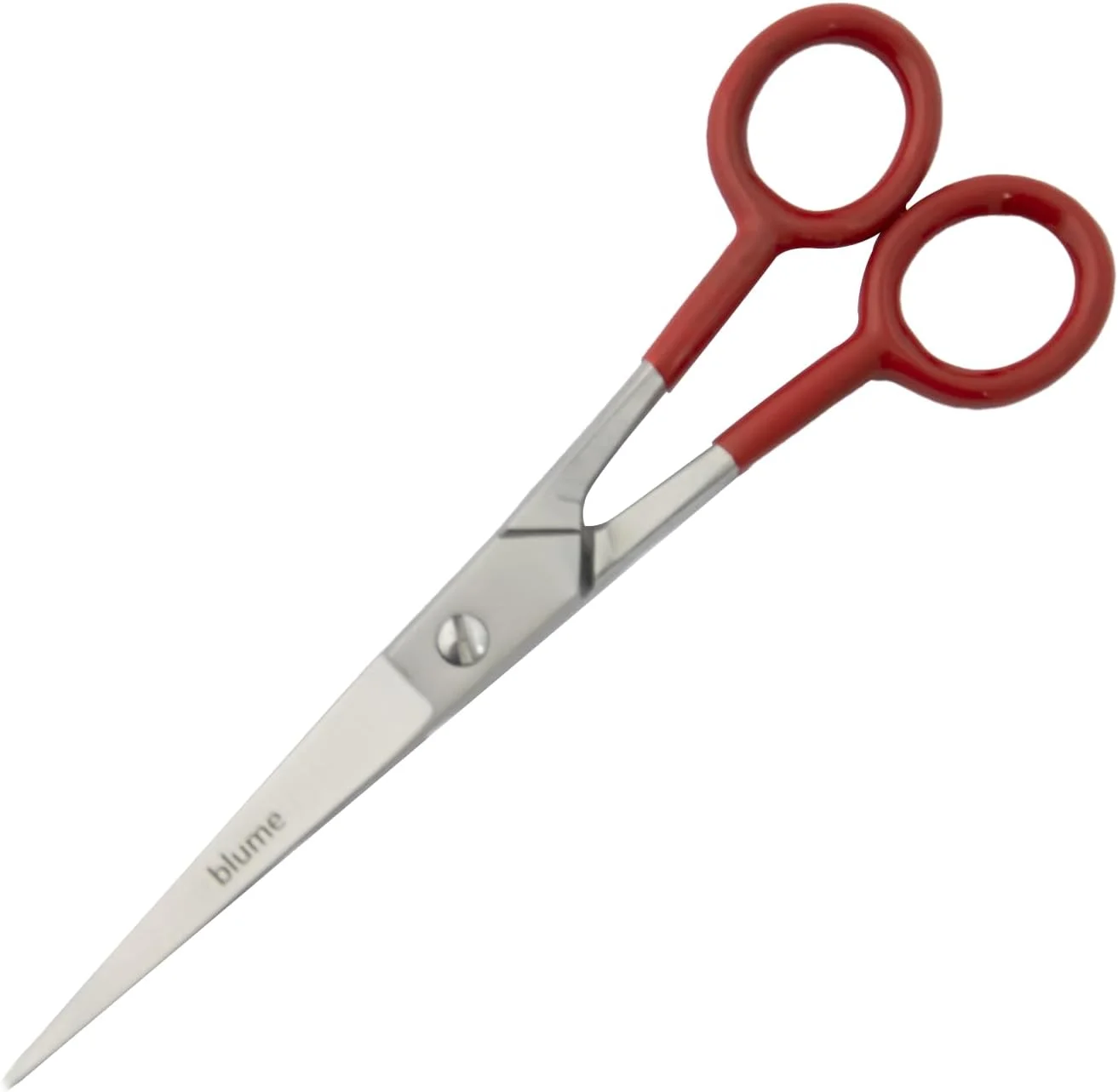 قیچی آرایشگری بلوم - قیچی استیل ضد زنگ برای آرایش مو/آرایشگاه/پیرایش مردانه، زنانه و کودکانه - قیچی حرفه ای سوپر کات - دسته PVC استیل ضد زنگ (قرمز)