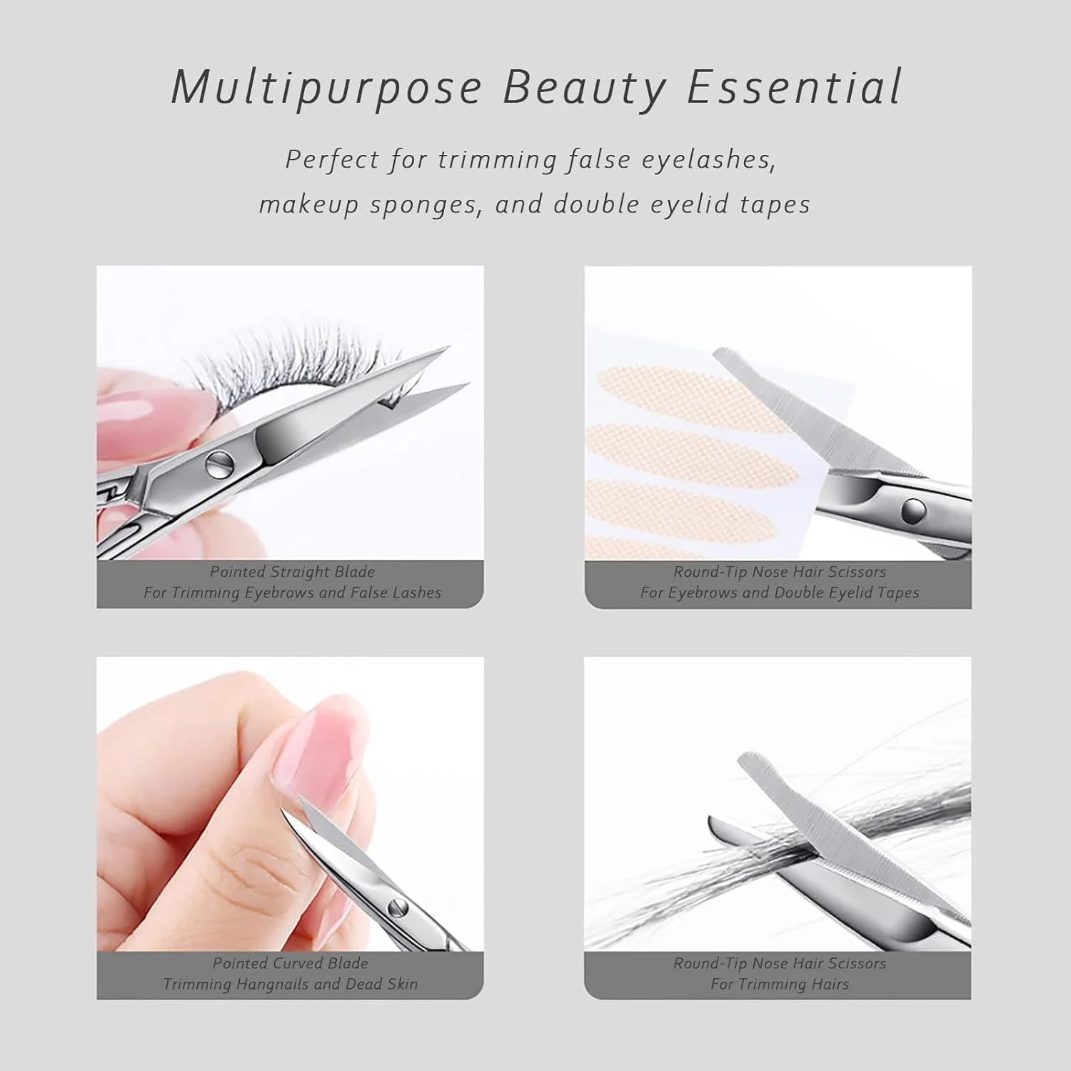 قیچی پیرایش موی صورت Bukela، بسته 2 عددی قیچی ایمنی گرد و منحنی، قیچی کوچک استیل ضد زنگ برای ابرو، موی بینی، گوش، ریش، مژه، نقره ای قیچی پیرایش موی صورت Bukela، بسته 2 عددی قیچی ایمنی گرد و منحنی، قیچی کوچک استیل ضد زنگ برای ابرو، موی بینی، گوش، ریش، مژه، نقره ای