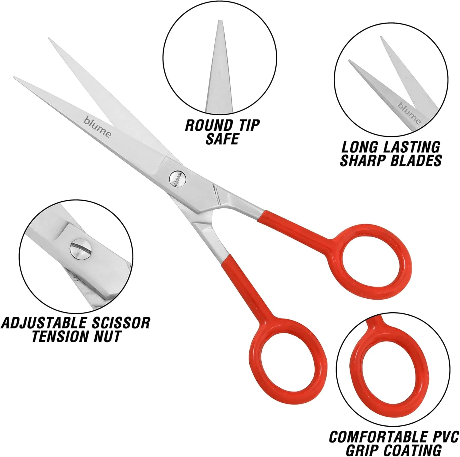 قیچی آرایشگری بلوم - قیچی استیل ضد زنگ برای آرایش مو/آرایشگاه/پیرایش مردانه، زنانه و کودکانه - قیچی حرفه ای سوپر کات - دسته PVC استیل ضد زنگ (قرمز) قیچی آرایشگری بلوم - قیچی استیل ضد زنگ برای آرایش مو/آرایشگاه/پیرایش مردانه، زنانه و کودکانه - قیچی حرفه ای سوپر کات - دسته PVC استیل ضد زنگ (قرمز)