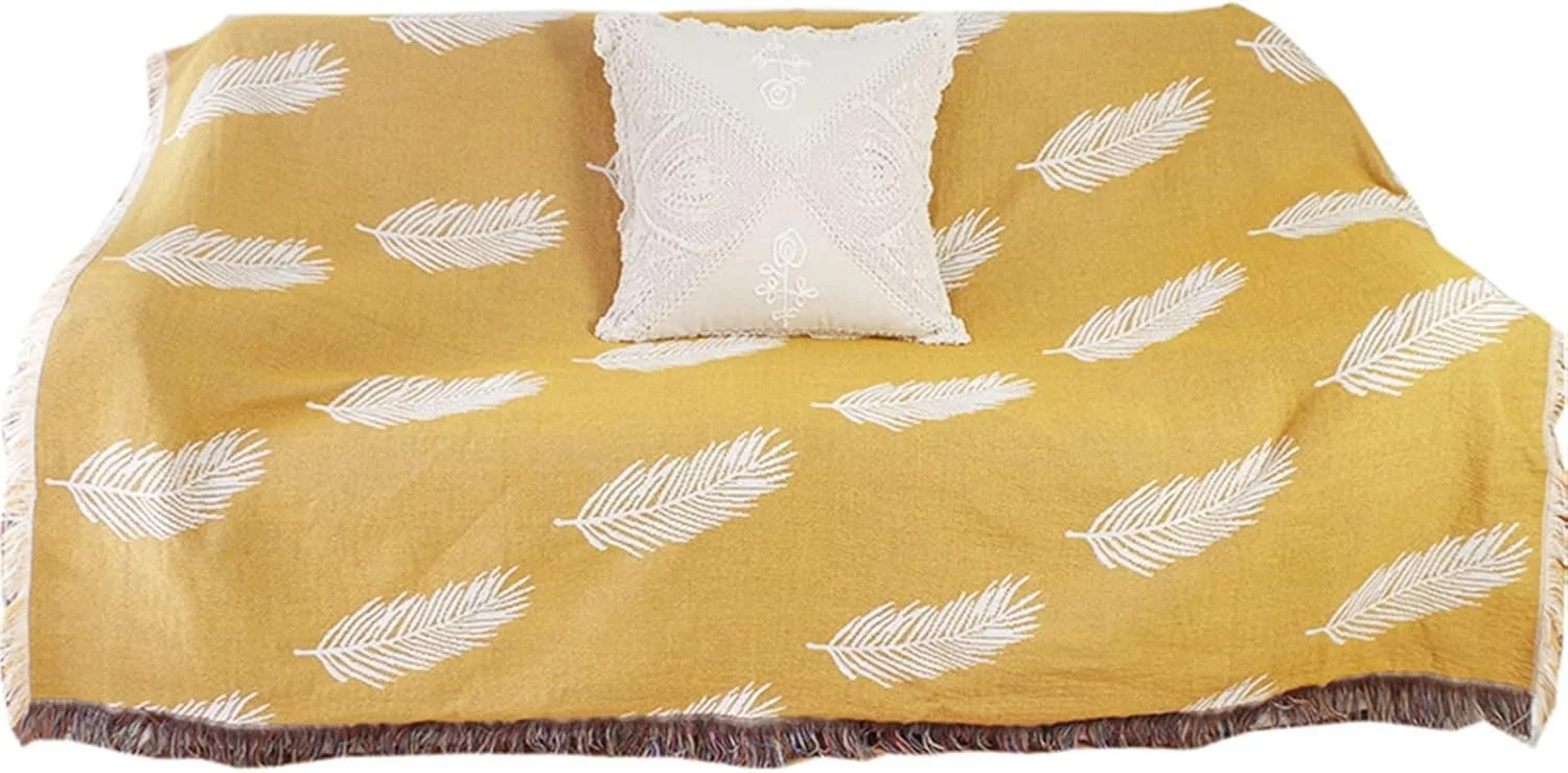 پتوی مخمل خواب دار CBNERDS، پتوی ساده مبل، حوله مبل طرح برگ های زرد، روتختی ضد گرد و غبار، پتوی پیک نیک، فرش خانگی (130x180 سانتی متر)