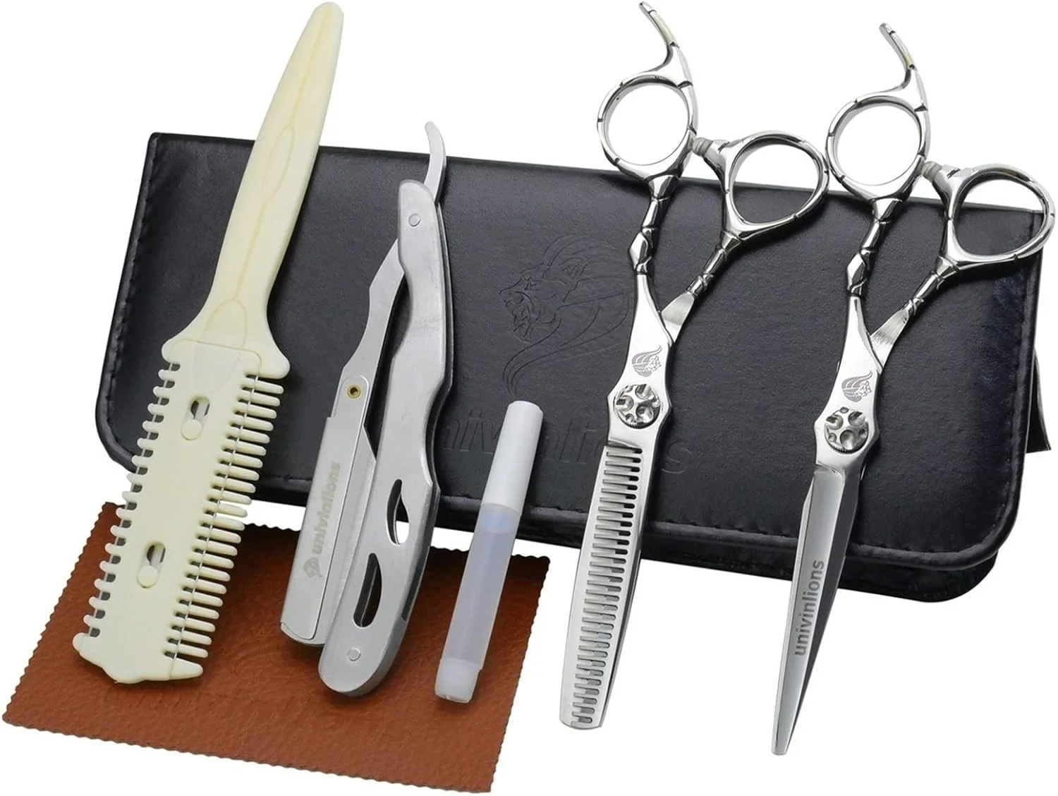ست قیچی آرایشگری حرفه ای 6 اینچی ATRIXU، قیچی آرایشگری لبه تیغ، قیچی اصلاح مو، شانه مو، لوازم جانبی آرایشگری، قیچی پیتاژ، ست قیچی مو