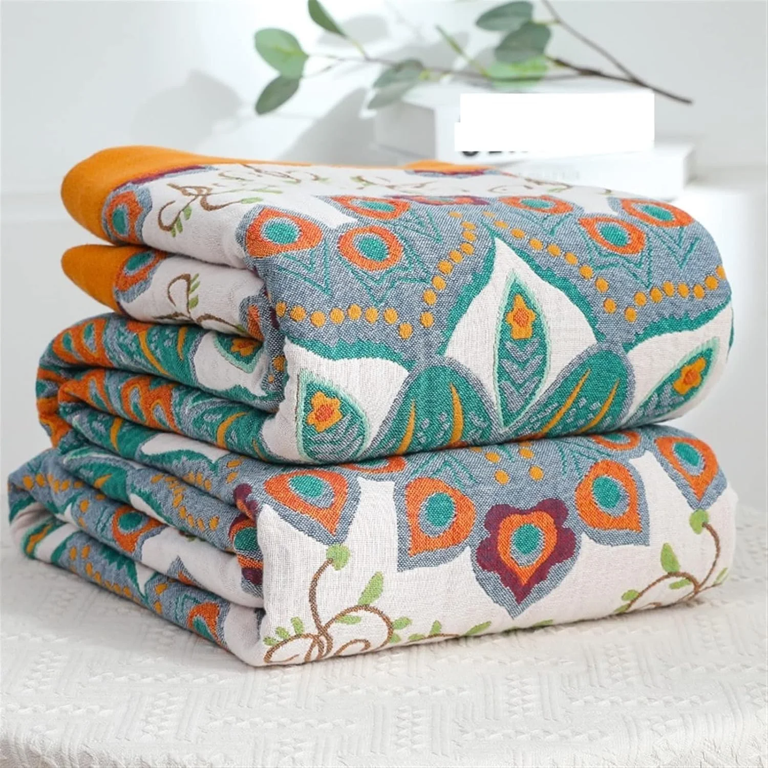 پتوی مخمل خواب دار CBNERDS، پتوی ظریف طرح دم طاووس، پتوی نخی، ژاکارد دو طرفه برای پتوی مسافرتی منزل