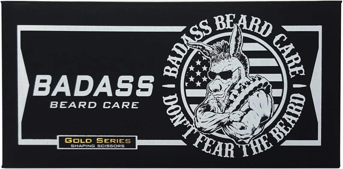 قیچی حالت دهنده ریش مردانه Badass Beard Care سری طلایی - 13 سانتی متر طول، فولاد ضد زنگ درجه جراحی (HRC 59-61)، دستگیره تنظیم کشش دستی قیچی حالت دهنده ریش مردانه Badass Beard Care سری طلایی - 13 سانتی متر طول، فولاد ضد زنگ درجه جراحی (HRC 59-61)، دستگیره تنظیم کشش دستی