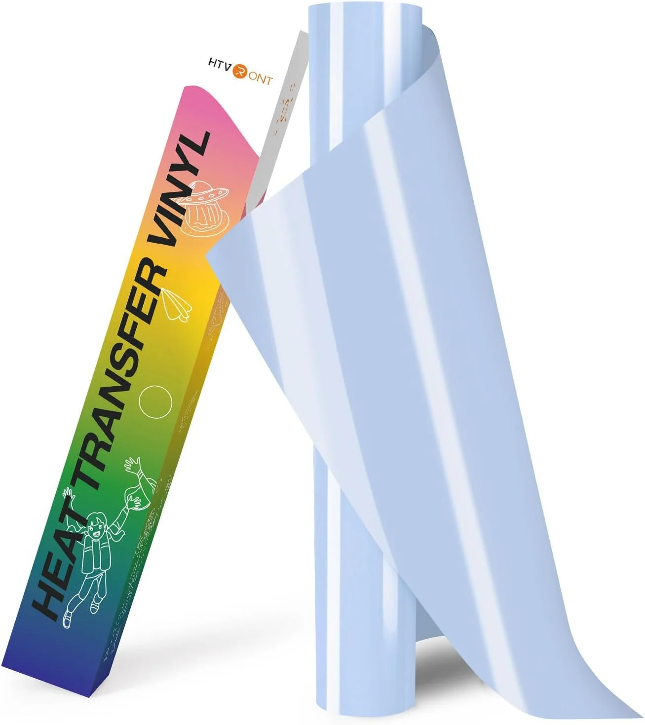 وینیل انتقال حرارت HTVRONT HTV - وینیل آبی 30.5 سانتی متر در 2.4 متر برای تی شرت، وینیل حرارتی سازگار با دستگاه برش Cricut - برش و جدا کردن آسان برای طراحی انتقال حرارت (آبی کم رنگ)