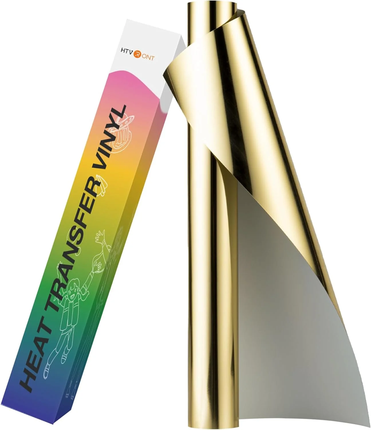 رول وینیل حرارتی طلایی متالیک HTVRONT - وینیل انتقال حرارت طلایی 30.5 سانتی متر در 2.4 متر برای تی شرت، وینیل اتویی طلایی برای انواع دستگاه های برش - استفاده آسان برای پروژه انتقال حرارت (طلایی متالیک)