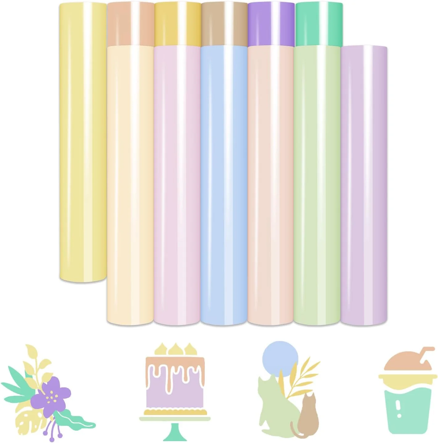 ورق وینیل انتقال حرارت پاستلی HTVRONT رنگ بوهو - بسته 13 عددی ورق وینیل HTV پاستلی 12 رنگ متنوع اتو روی وینیل برای Cricut و Cameo - برش و جدا کردن آسان برای طراحی وینیل حرارتی