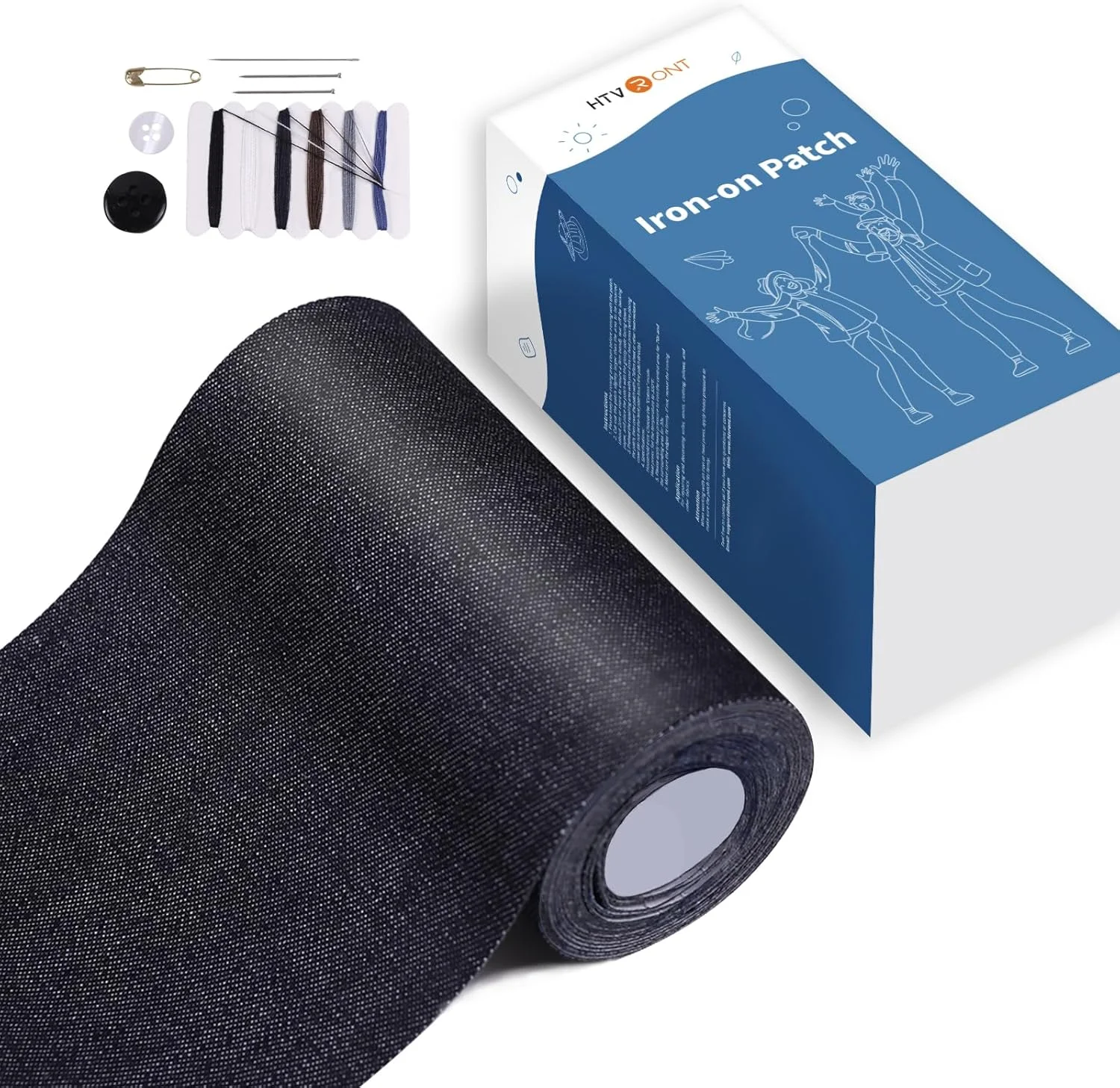 تکه پارچه های حرارتی HTVRONT برای لباس - تکه پارچه های حرارتی 7.6 در 152 سانتی متر برای شلوار جین، تکه پارچه های مشکی جین، تکه پارچه های جین برای داخل شلوار جین