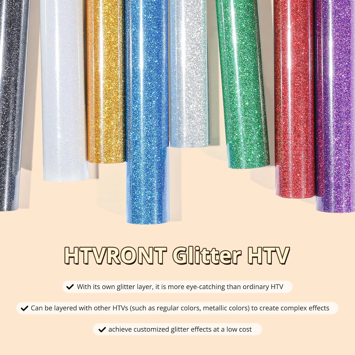 ورق وینیل حرارتی اکلیلی طلایی HTVRONT - وینیل حرارتی اتویی اکلیلی طلایی 25 در 152 سانتی‌متر برای انواع دستگاه‌های برش، رول وینیل انتقال حرارت اکلیلی برای تصعید - برش و جدا کردن آسان برای طراحی وینیل حرارتی