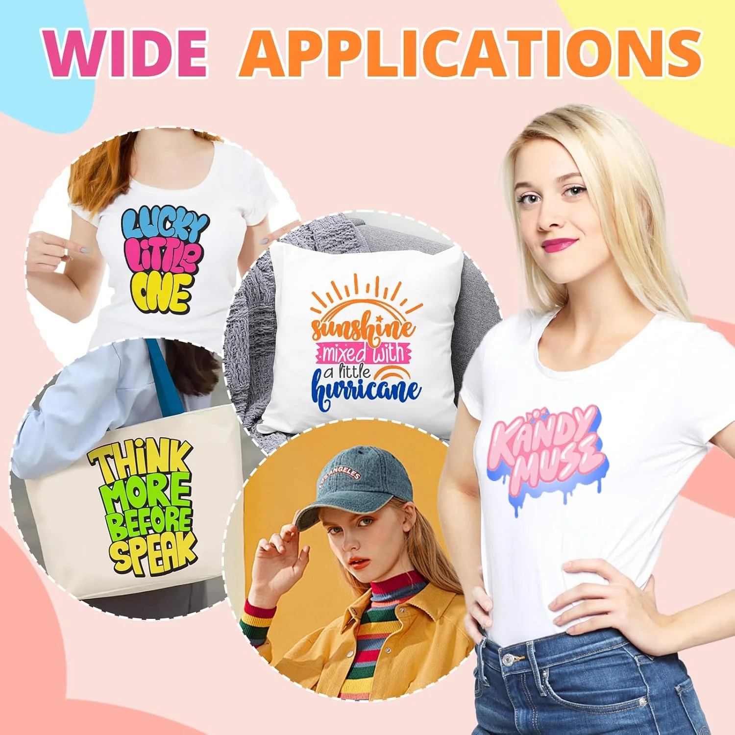 ورق انتقال حرارتی نئون HTVRONT - بسته 12 عددی وینیل انتقال حرارتی با 11 رنگ متنوع و 1 ورق تفلون، سازگار با دستگاه برش Cricut و Silhouette Cameo - 12x10 اینچ