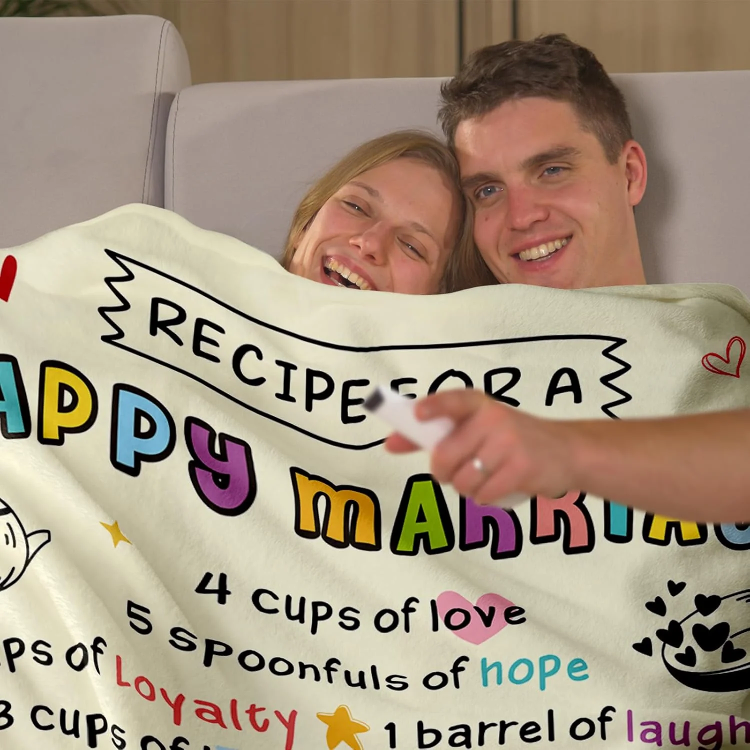 هدیه پتو برای زوج های تازه ازدواج کرده، هدیه ثبت عروسی برای عروس و داماد، پتو فلانل دستورالعمل یک ازدواج شاد برای تخت مبل 50*60 اینچ، هدیه تولد روز ولنتاین برای زوج