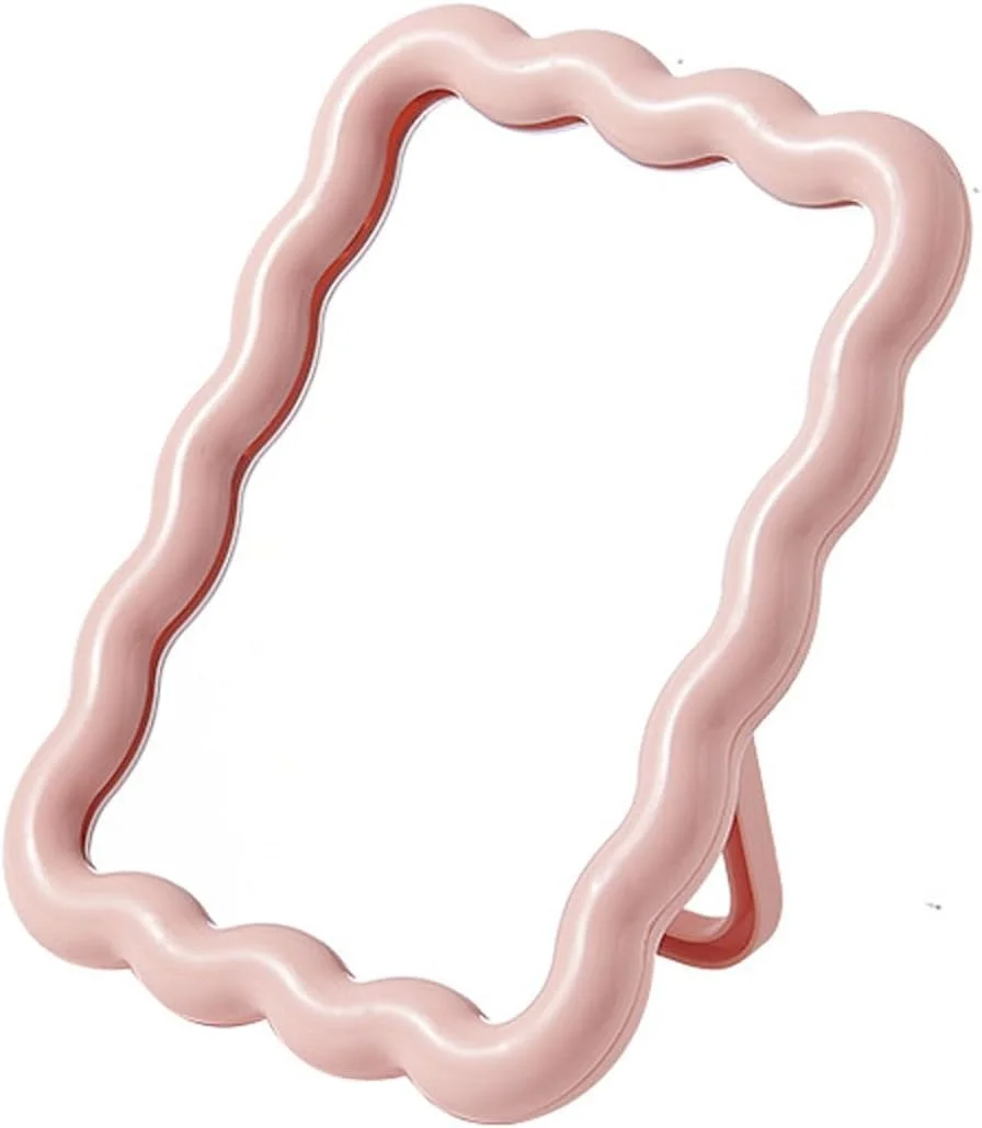 آینه آرایشی رومیزی تزووق طرح موجی، لوازم جانبی میز صورتی آینه تاشو قابل حمل برای میز، آینه مسافرتی برای زنان، قابل آویزان کردن و ایستاده (صورتی) آینه آرایشی رومیزی تزووق طرح موجی، لوازم جانبی میز صورتی آینه تاشو قابل حمل برای میز، آینه مسافرتی برای زنان، قابل آویزان کردن و ایستاده (صورتی)