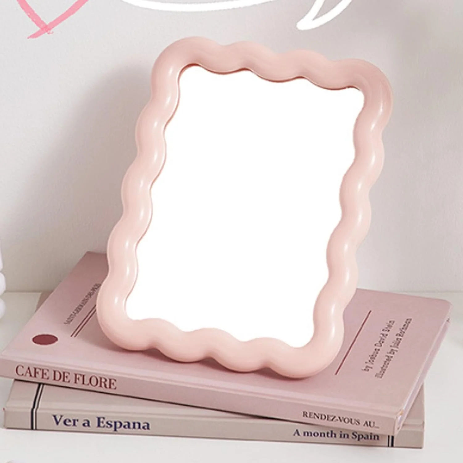 آینه آرایشی رومیزی تزووق طرح موجی، لوازم جانبی میز صورتی آینه تاشو قابل حمل برای میز، آینه مسافرتی برای زنان، قابل آویزان کردن و ایستاده (صورتی) آینه آرایشی رومیزی تزووق طرح موجی، لوازم جانبی میز صورتی آینه تاشو قابل حمل برای میز، آینه مسافرتی برای زنان، قابل آویزان کردن و ایستاده (صورتی)