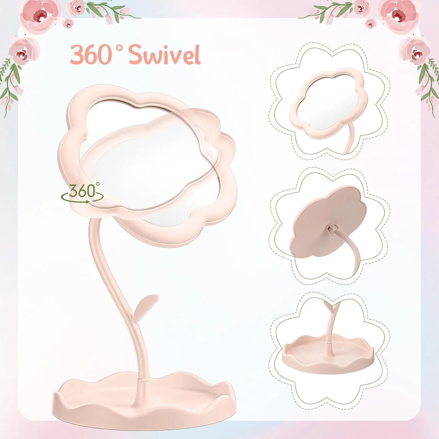 آینه آرایشی طرح گل تزویق، آینه مهمانی اسپا، آینه آرایشی چرخان با سینی، آینه رومیزی طرح گل زیبا برای میز، اتاق خواب، حمام، اتاق نشیمن، صورتی آینه آرایشی طرح گل تزویق، آینه مهمانی اسپا، آینه آرایشی چرخان با سینی، آینه رومیزی طرح گل زیبا برای میز، اتاق خواب، حمام، اتاق نشیمن، صورتی